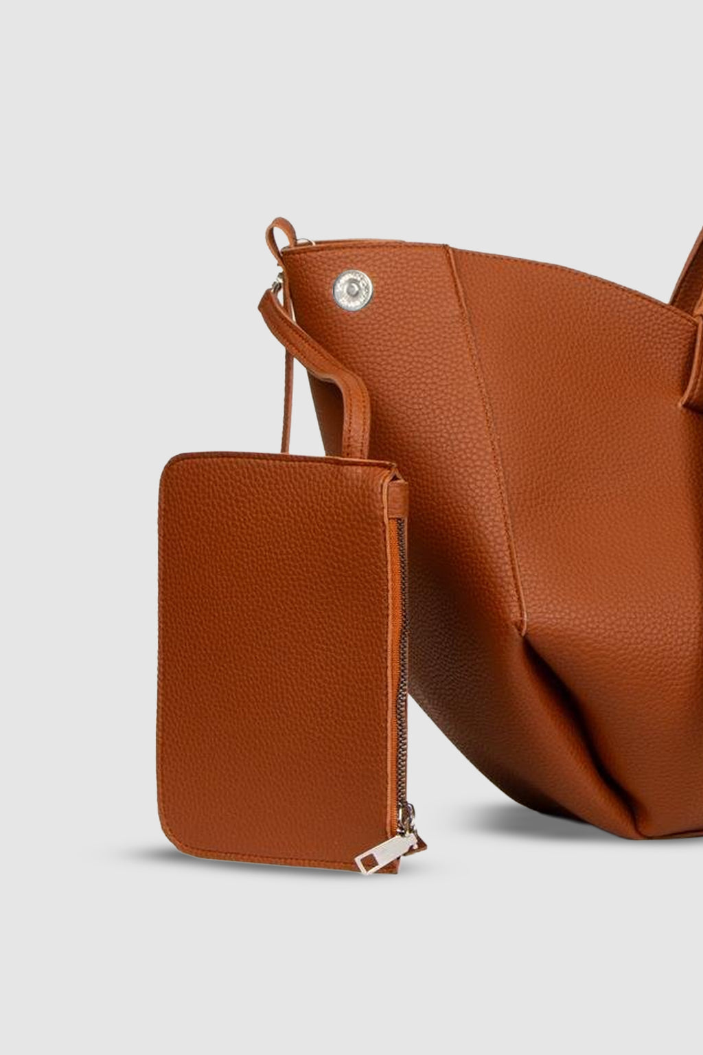 Arisa Ayarlanabilir Formlu Çift Saplı Cüzdanlı Büyük Tote Omuz, Kol ve El Çantası Taba