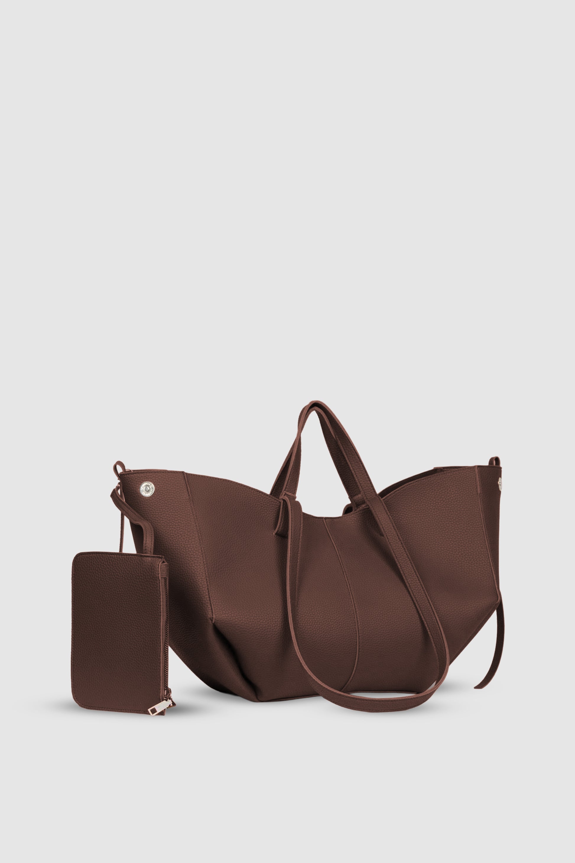 Arisa Ayarlanabilir Formlu Çift Saplı Cüzdanlı Büyük Tote Omuz, Kol ve El Çantası Acı Kahve