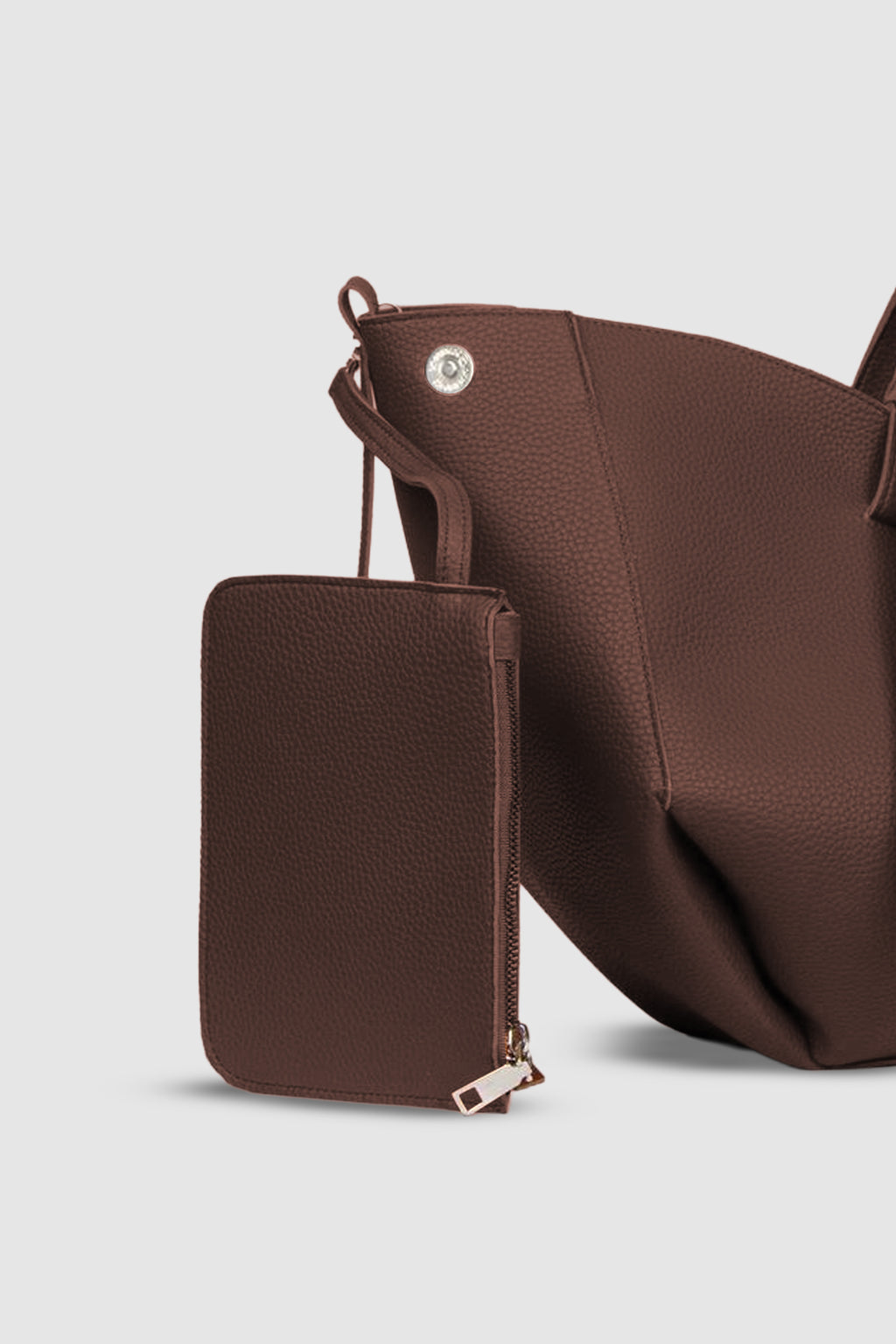 Arisa Ayarlanabilir Formlu Çift Saplı Cüzdanlı Büyük Tote Omuz, Kol ve El Çantası Acı Kahve