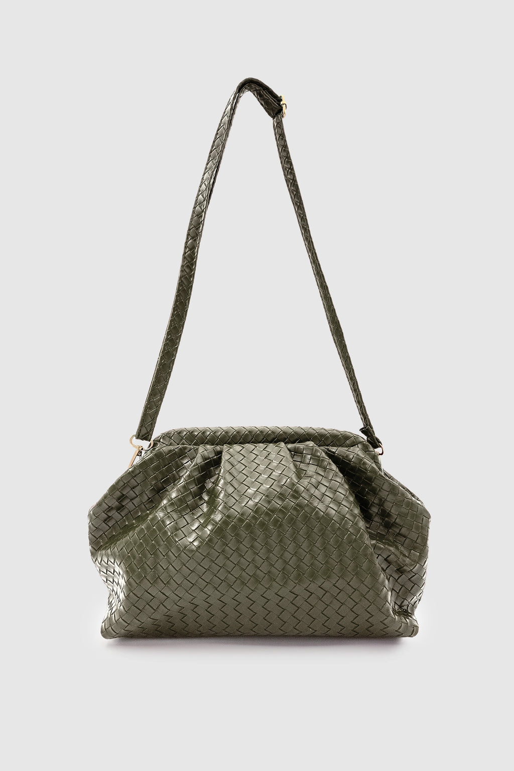 Arvia Örgü Desen Yumuşak Formlu Ayarlanabilir Çapraz Askılı El Çantası Haki