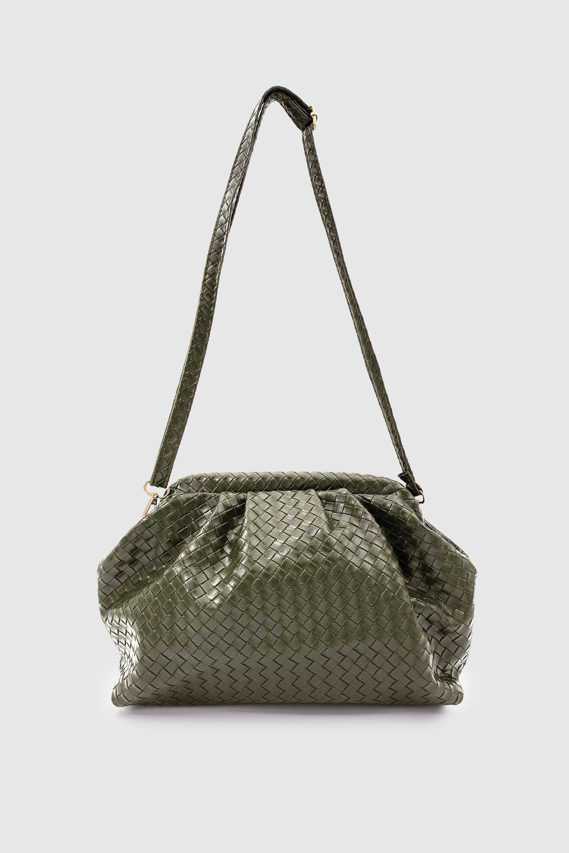 Arvia Örgü Desen Yumuşak Formlu Ayarlanabilir Çapraz Askılı El Çantası Haki