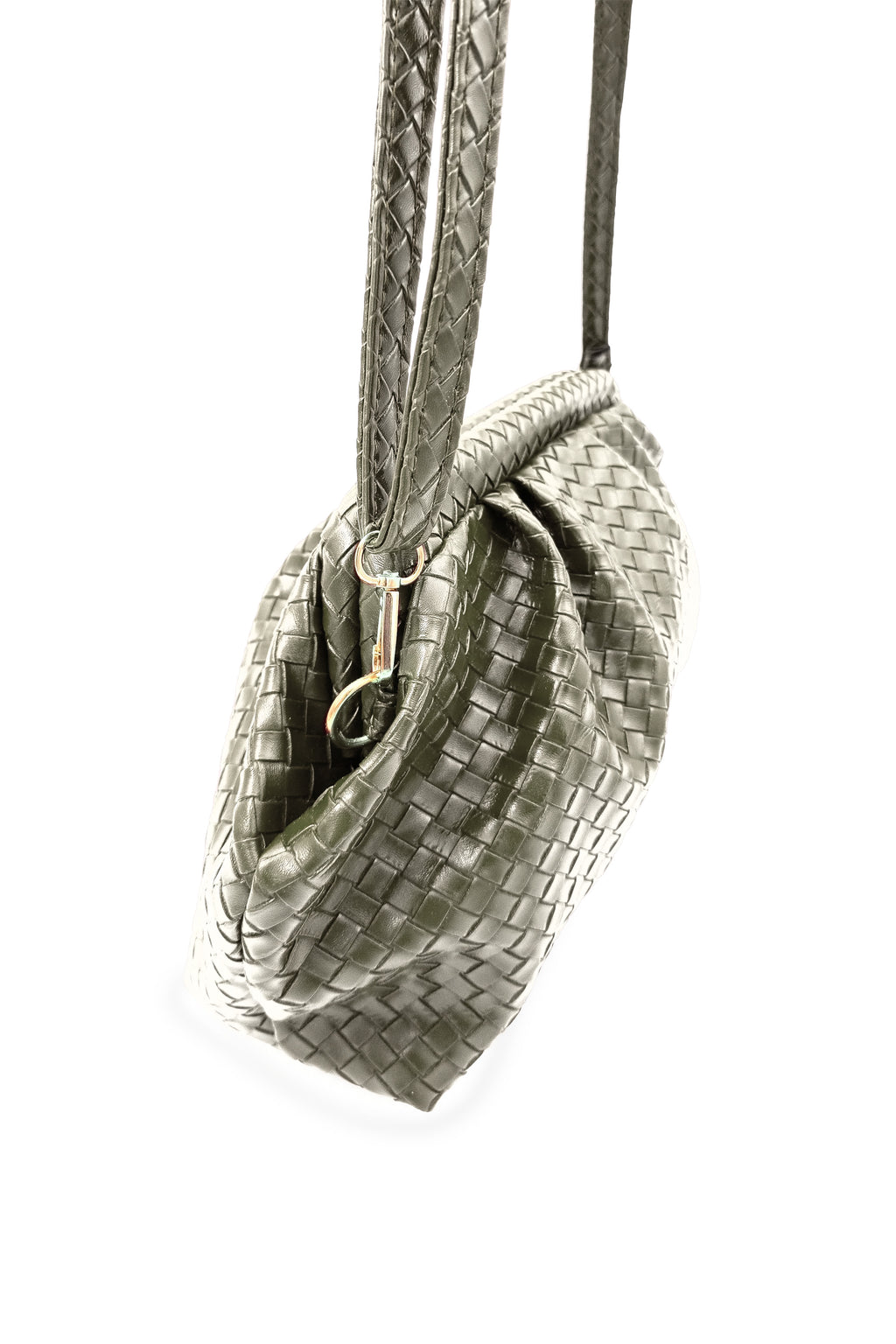 Arvia Örgü Desen Yumuşak Formlu Ayarlanabilir Çapraz Askılı El Çantası Haki