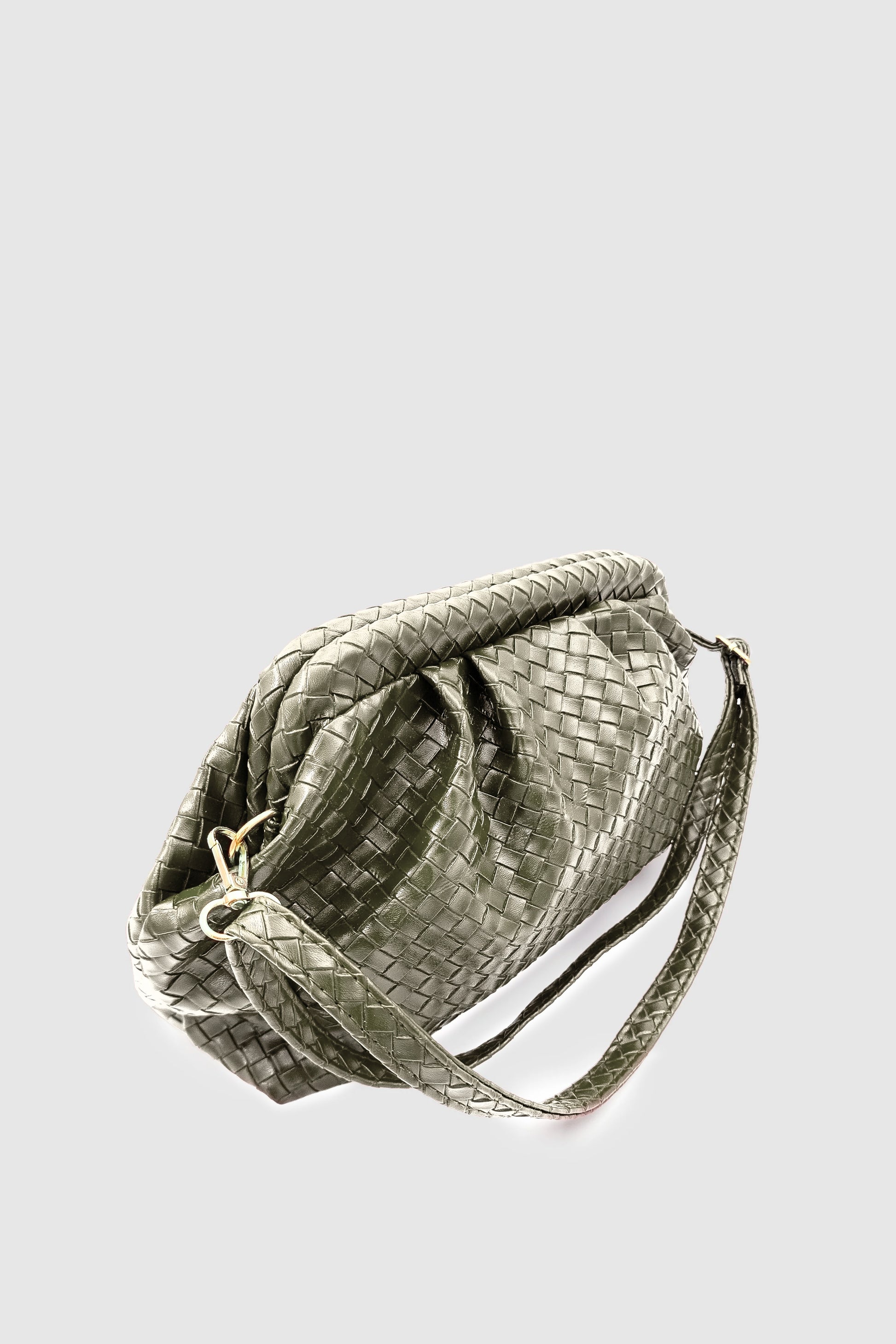 Arvia Örgü Desen Yumuşak Formlu Ayarlanabilir Çapraz Askılı El Çantası Haki