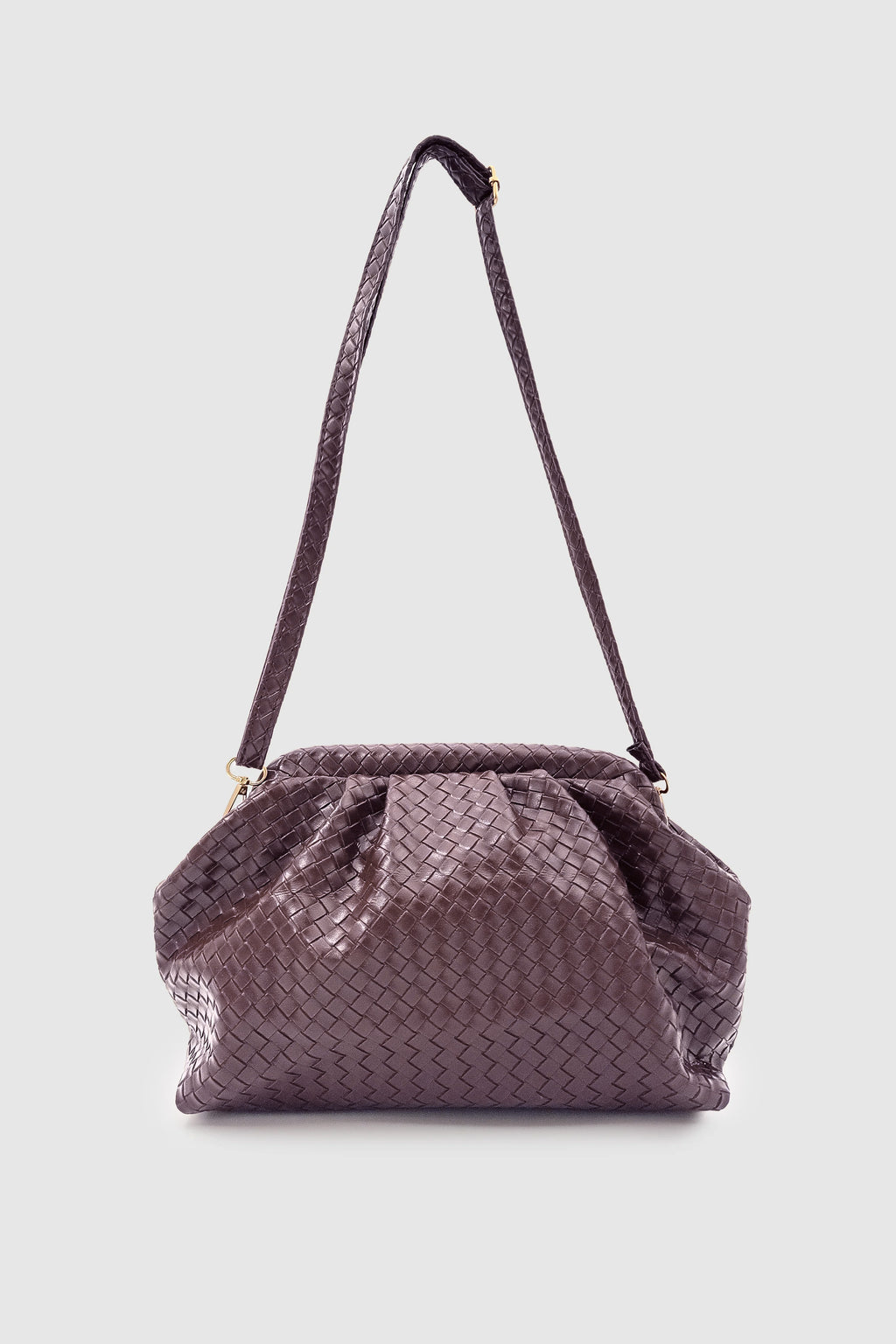 Arvia Örgü Desen Yumuşak Formlu Ayarlanabilir Çapraz Askılı El Çantası Koyu Kahve