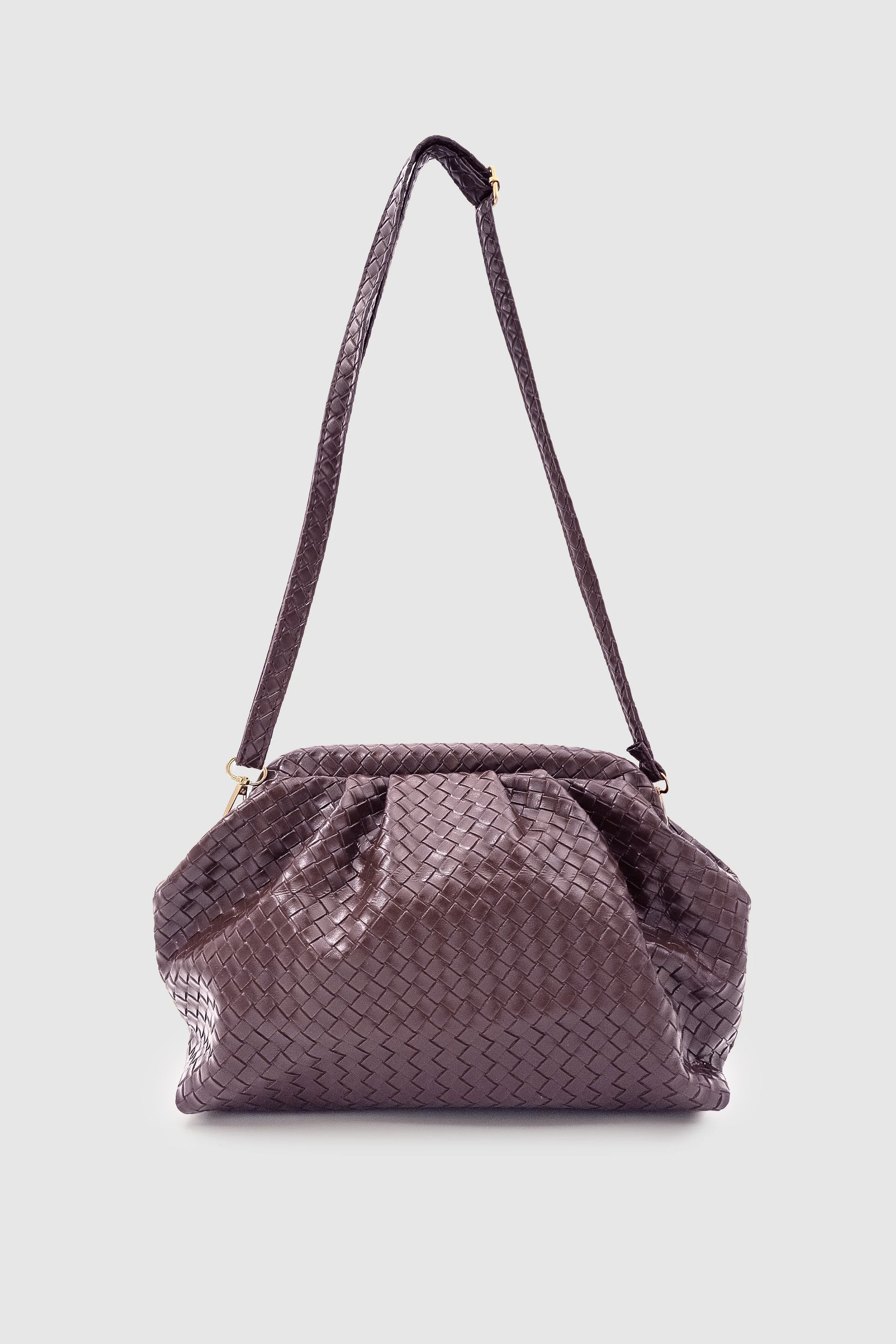 Arvia Örgü Desen Yumuşak Formlu Ayarlanabilir Çapraz Askılı El Çantası Koyu Kahve