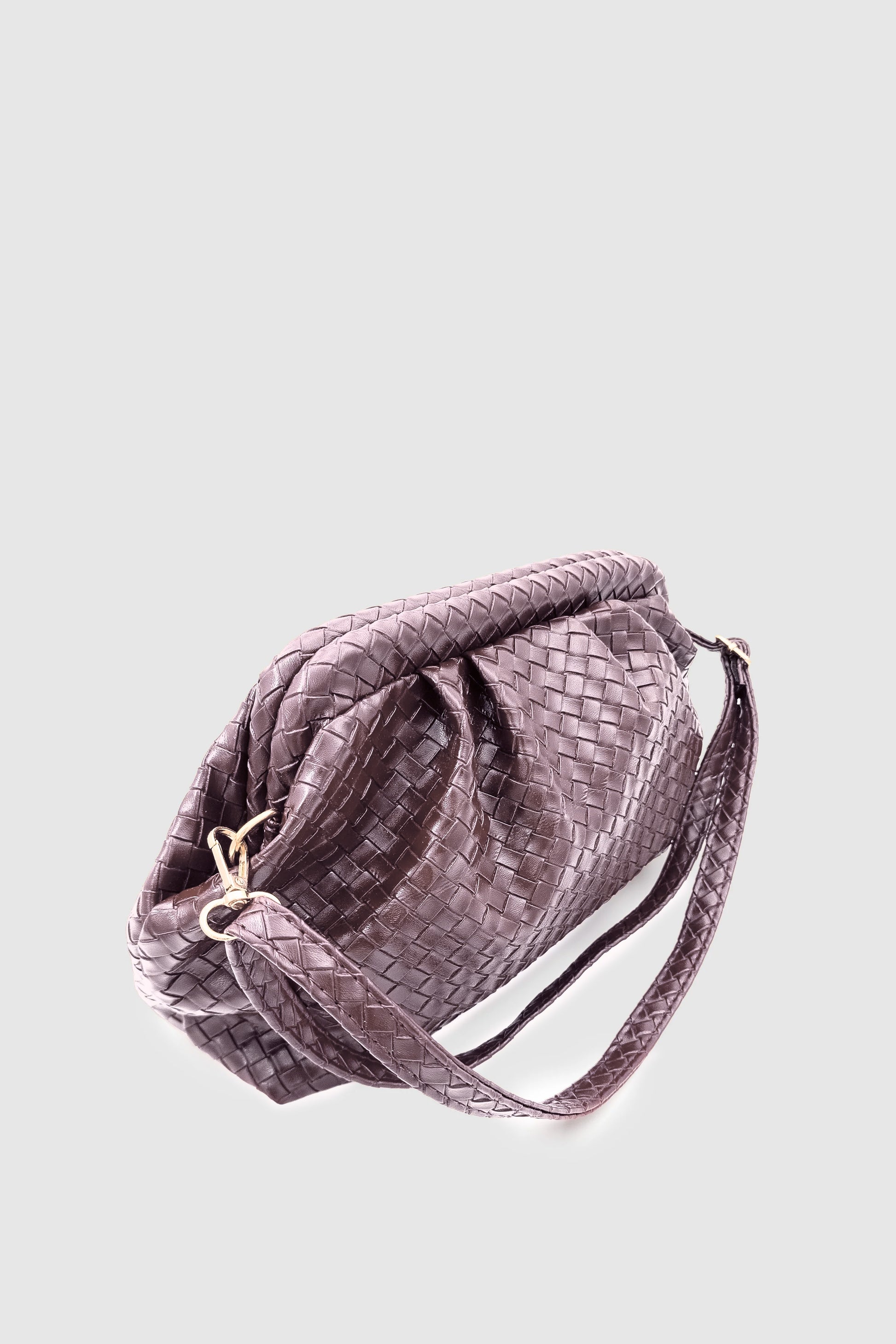 Arvia Örgü Desen Yumuşak Formlu Ayarlanabilir Çapraz Askılı El Çantası Koyu Kahve