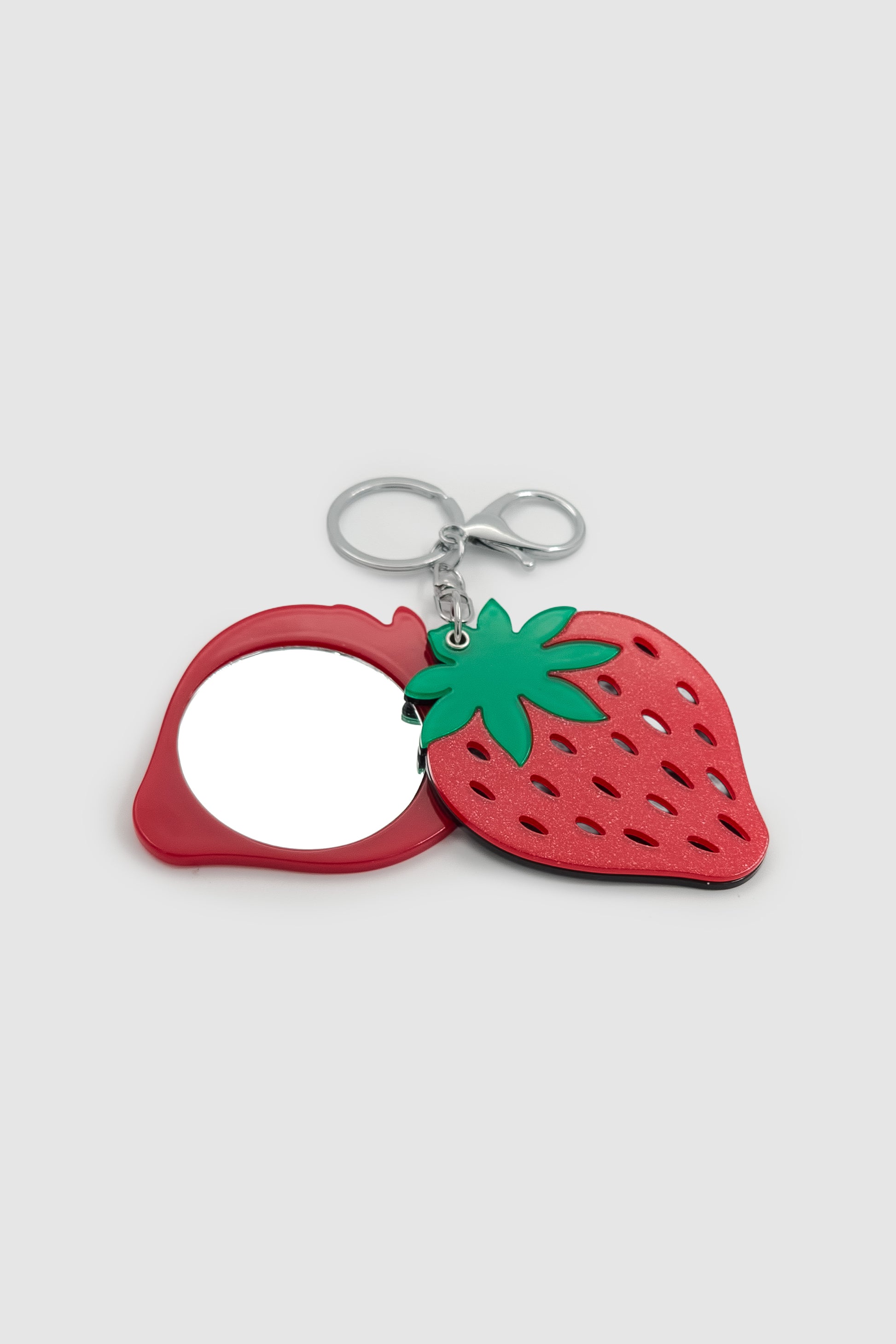 Lobster Klipsli Açılır Aynalı Çilek Çanta Charmı Kırmızı