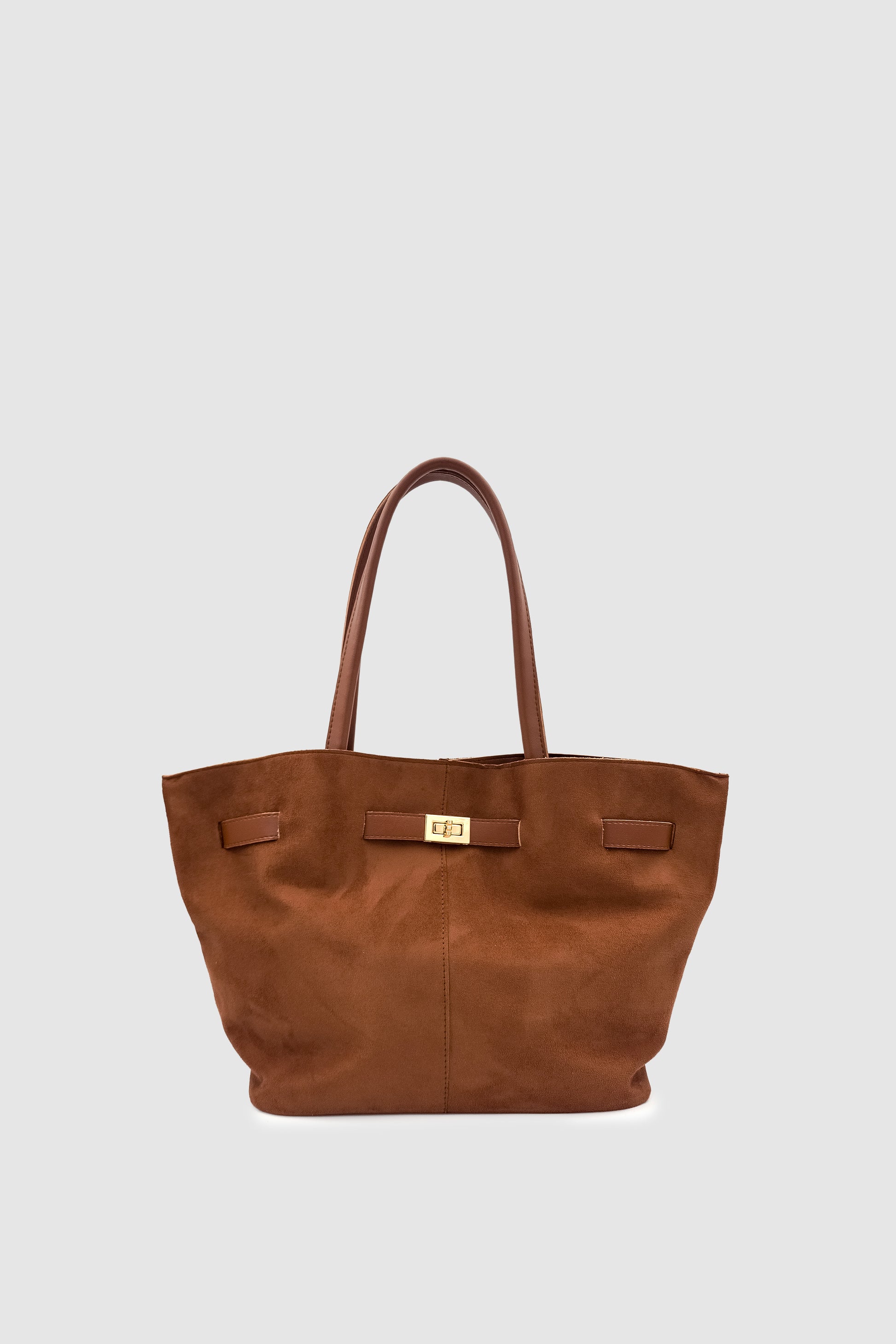 Ferny Kemer, Toka ve Dikiş Detaylı Süet Kol ve Omuz Çantası Kahverengi