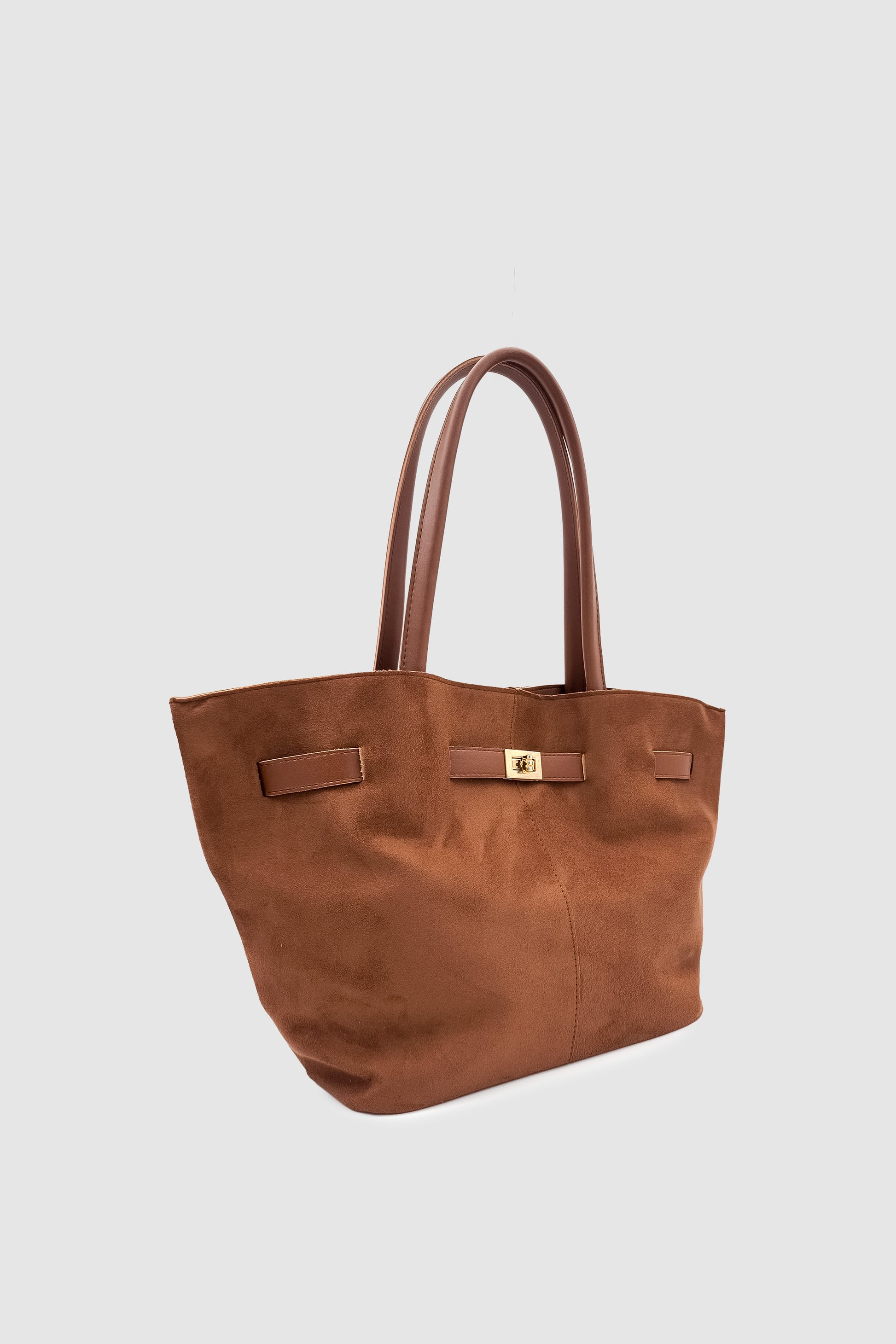 Ferny Kemer, Toka ve Dikiş Detaylı Süet Kol ve Omuz Çantası Kahverengi