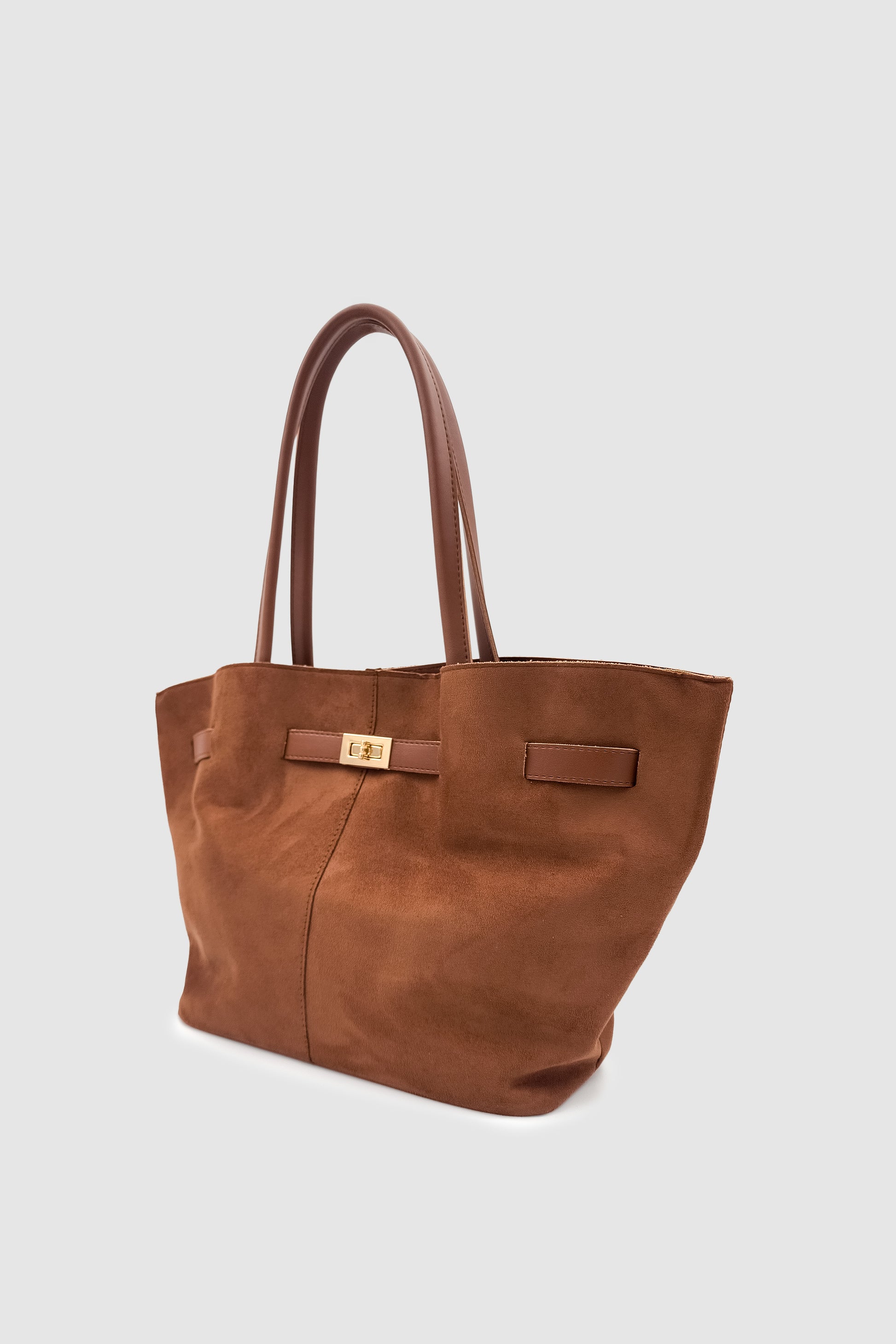 Ferny Kemer, Toka ve Dikiş Detaylı Süet Kol ve Omuz Çantası Kahverengi