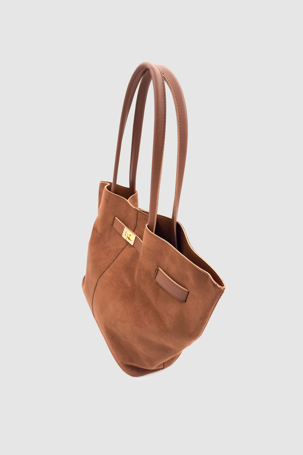 Ferny Kemer, Toka ve Dikiş Detaylı Süet Kol ve Omuz Çantası Kahverengi