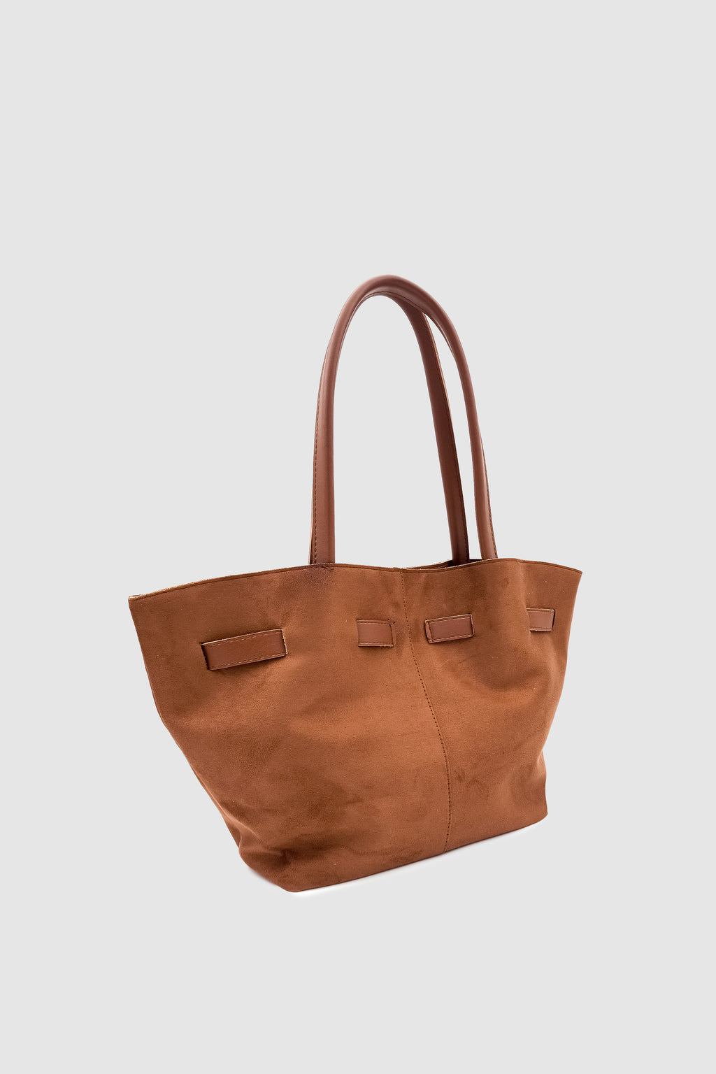 Ferny Kemer, Toka ve Dikiş Detaylı Süet Kol ve Omuz Çantası Kahverengi