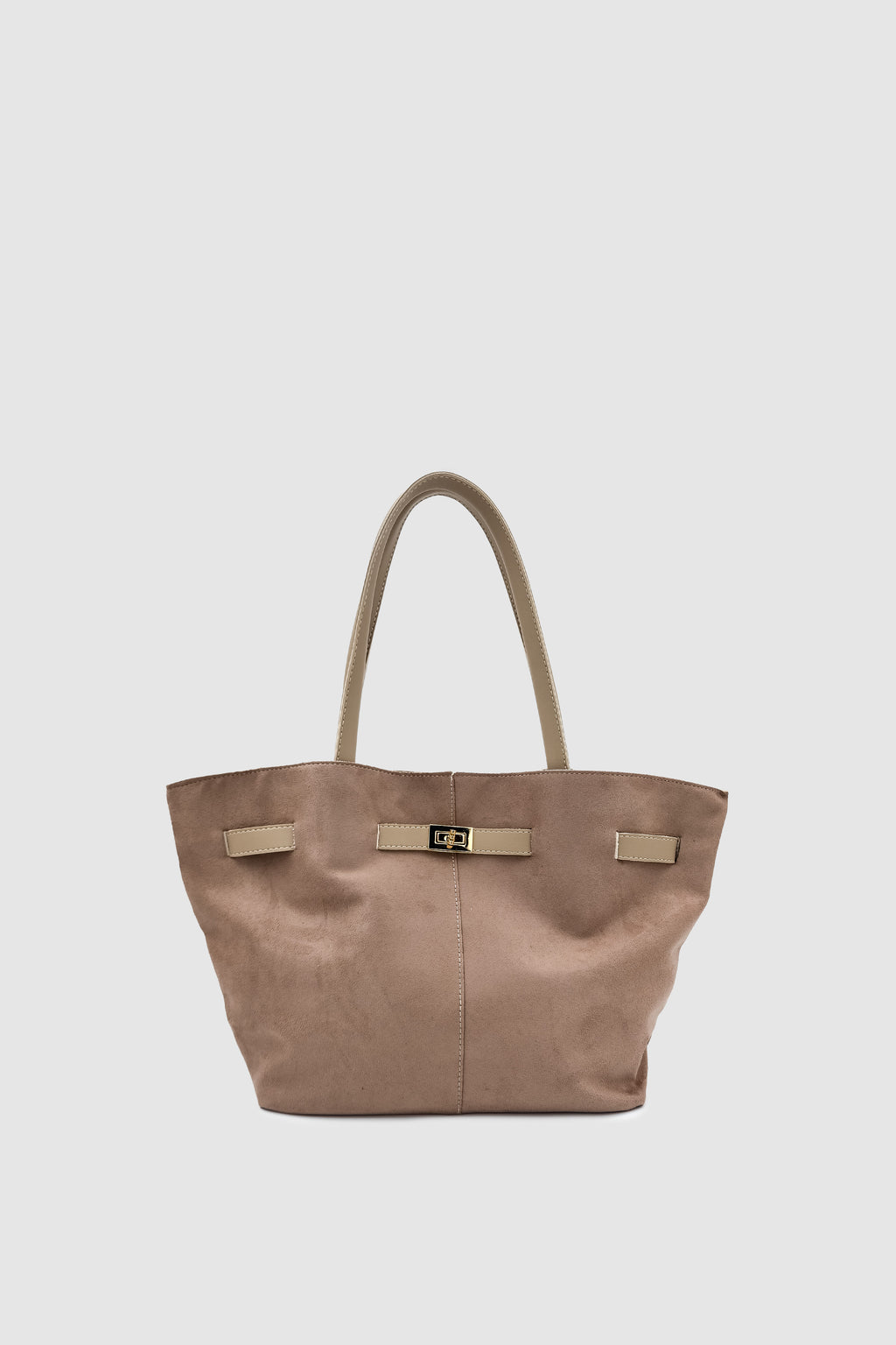 Ferny Kemer, Toka ve Dikiş Detaylı Süet Kol ve Omuz Çantası Vizon