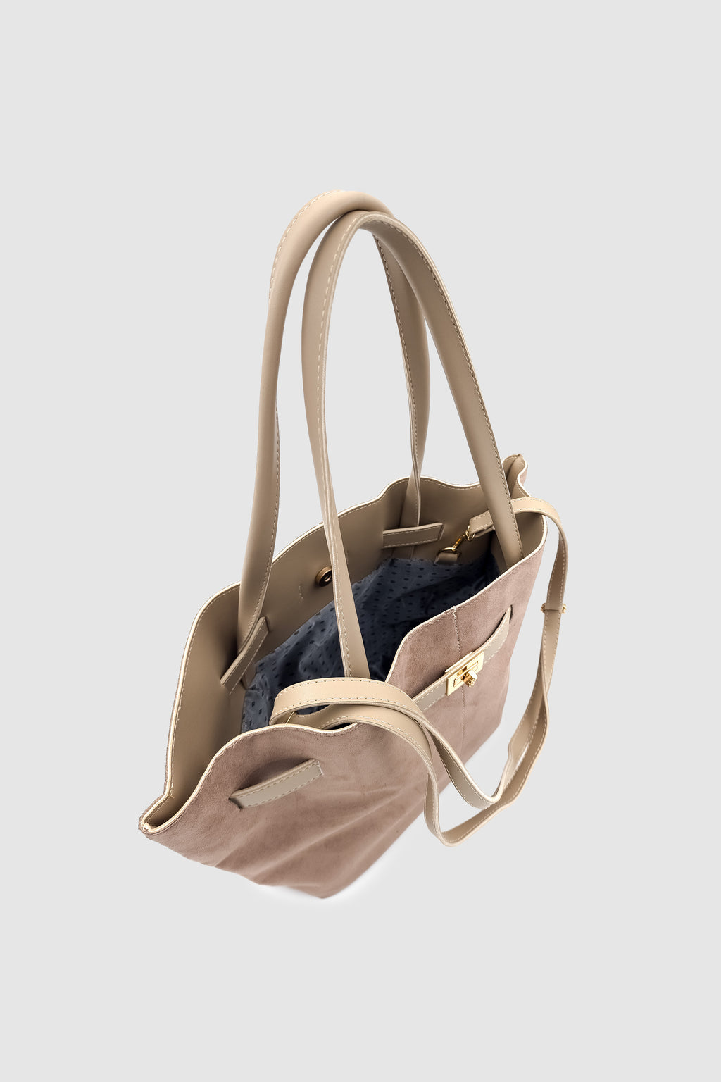 Ferny Kemer, Toka ve Dikiş Detaylı Süet Kol ve Omuz Çantası Vizon