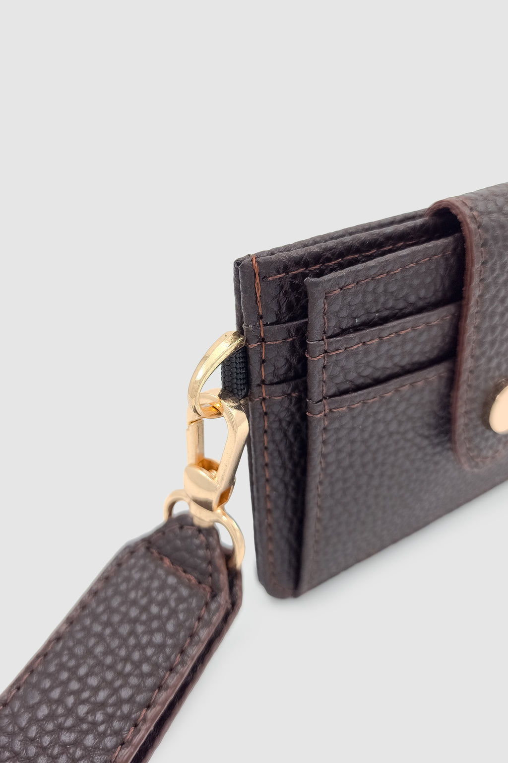 Fione Çıtçıt Kapamalı 6 Bölmeli Çıkarılabilir Anahtarlıklı Mini Kadın Cüzdan Acı Kahve