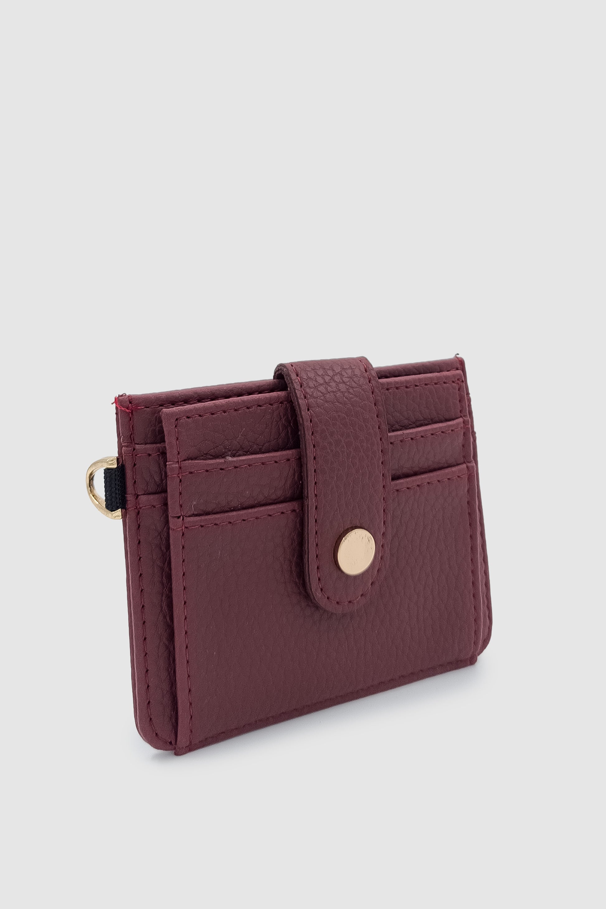 Fione Çıtçıt Kapamalı 6 Bölmeli Çıkarılabilir Anahtarlıklı Mini Kadın Cüzdan Bordo