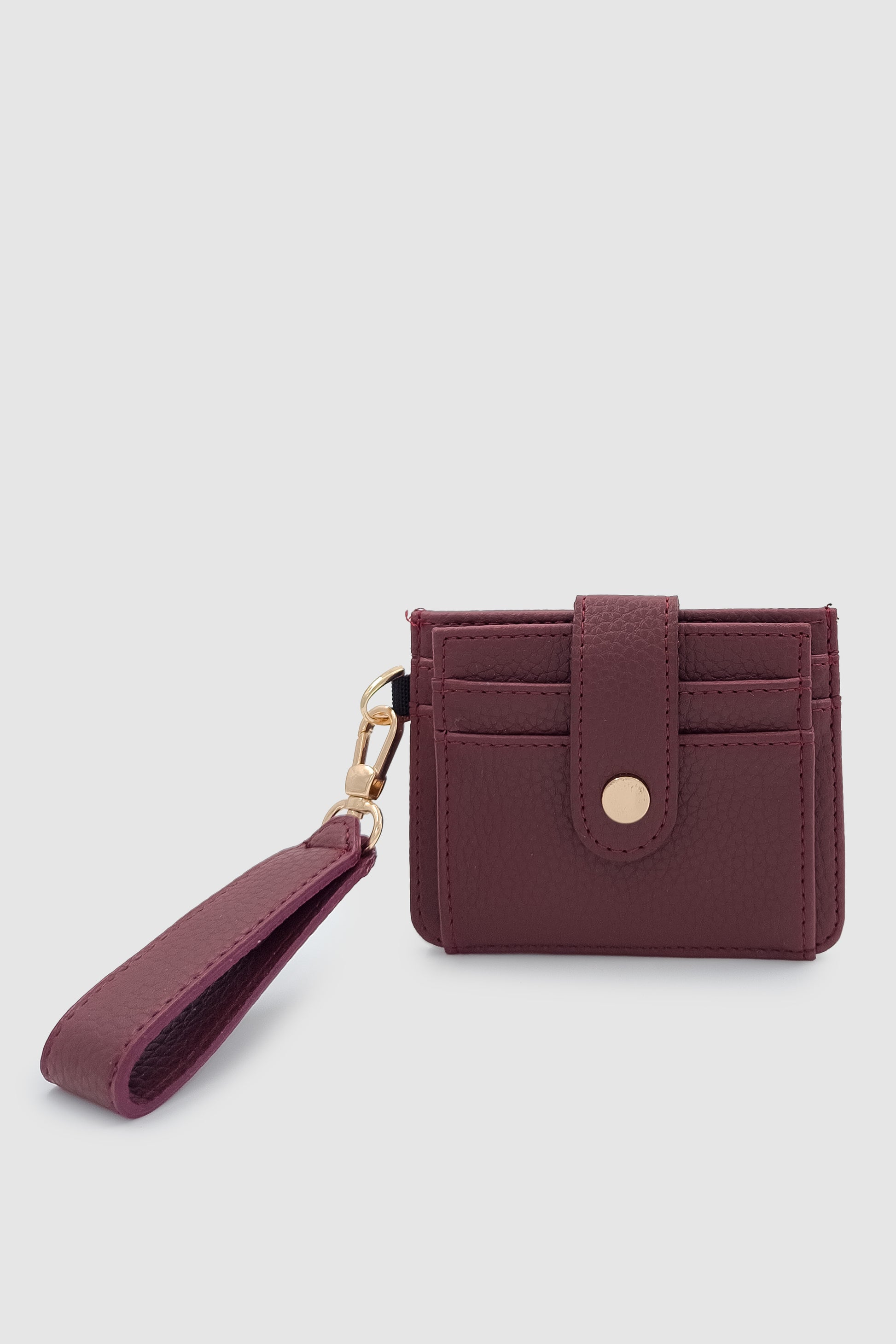 Fione Çıtçıt Kapamalı 6 Bölmeli Çıkarılabilir Anahtarlıklı Mini Kadın Cüzdan Bordo