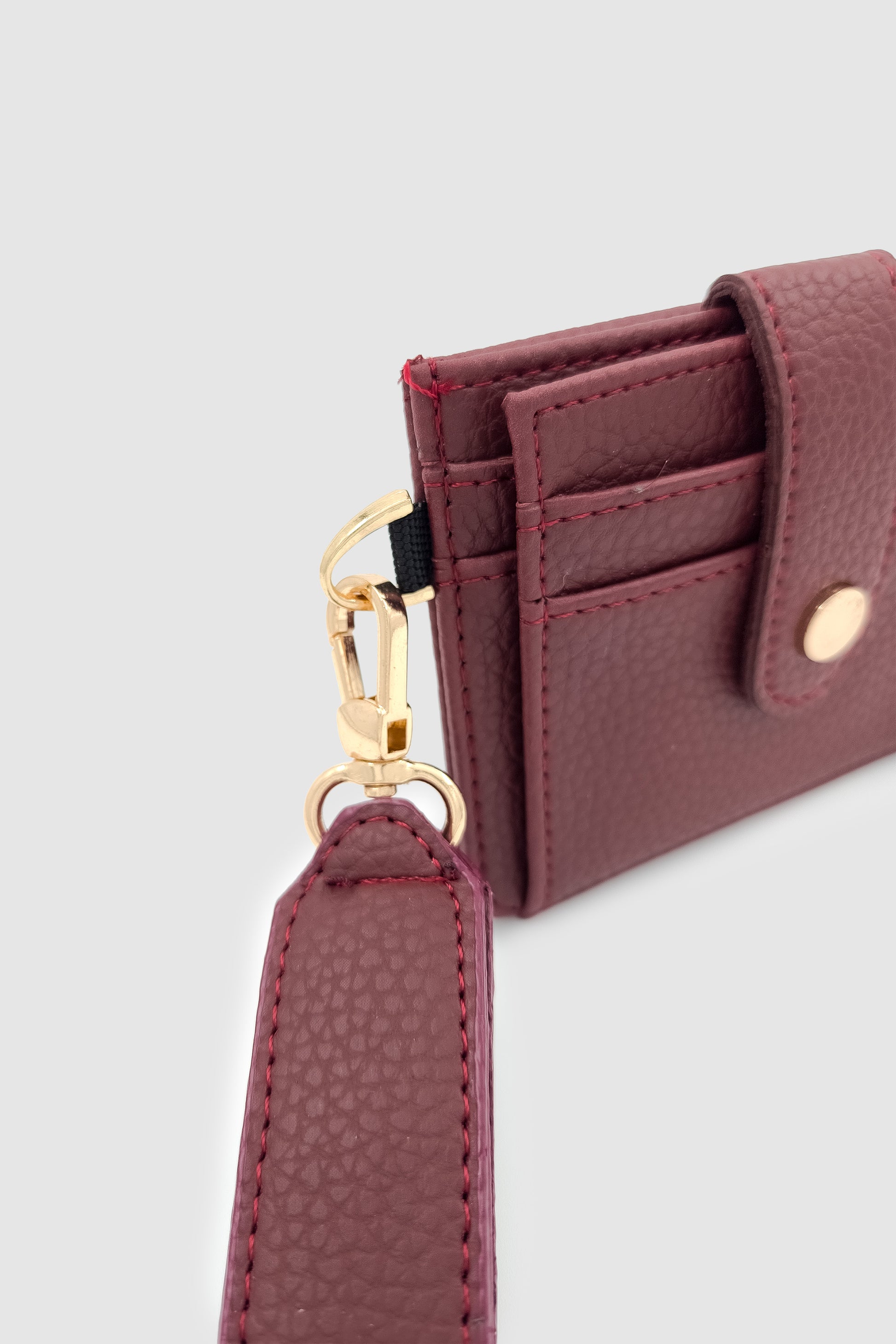 Fione Çıtçıt Kapamalı 6 Bölmeli Çıkarılabilir Anahtarlıklı Mini Kadın Cüzdan Bordo