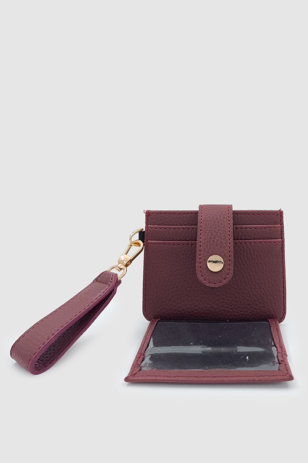 Fione Çıtçıt Kapamalı 6 Bölmeli Çıkarılabilir Anahtarlıklı Mini Kadın Cüzdan Bordo