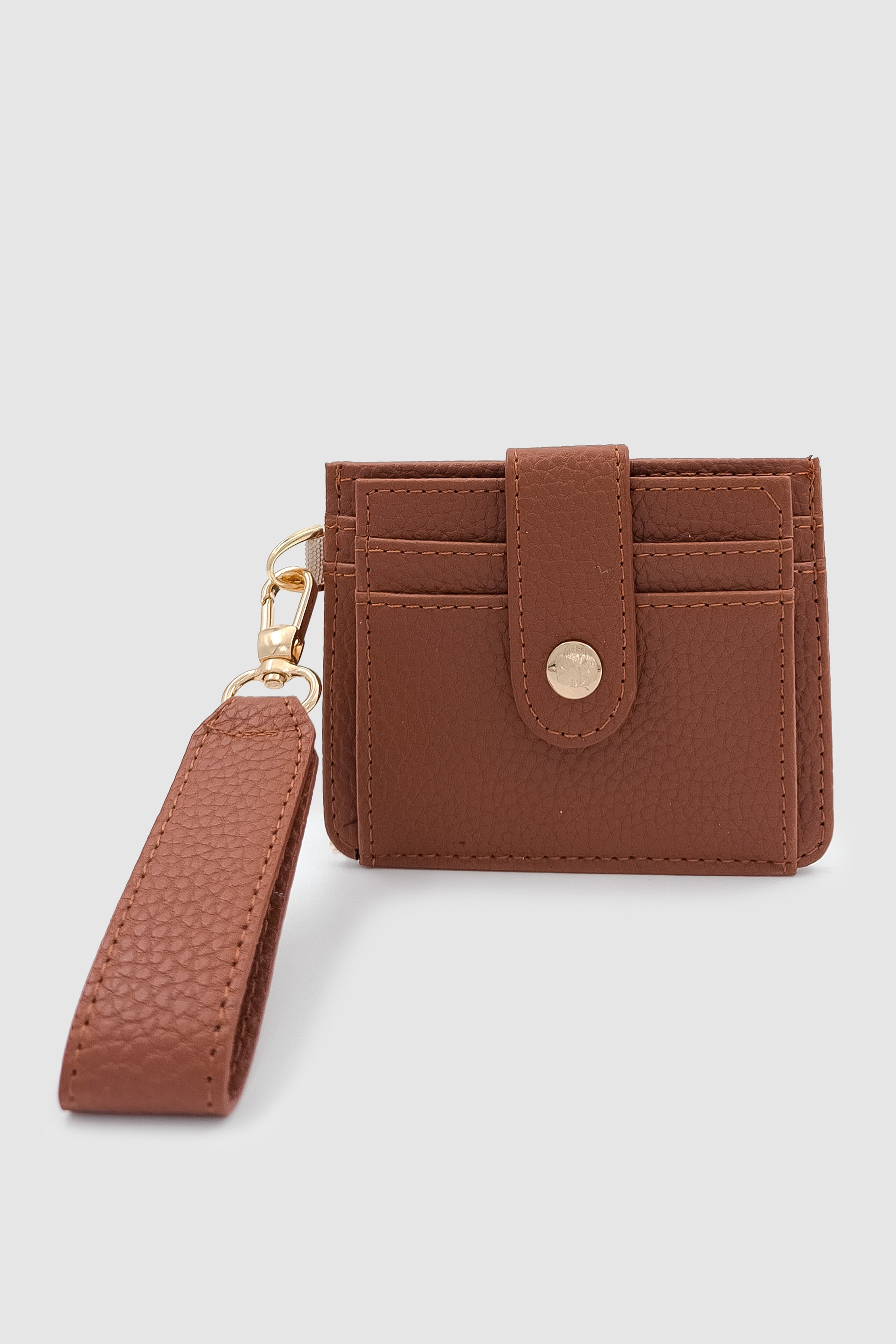 Fione Çıtçıt Kapamalı 6 Bölmeli Çıkarılabilir Anahtarlıklı Mini Kadın Cüzdan Taba