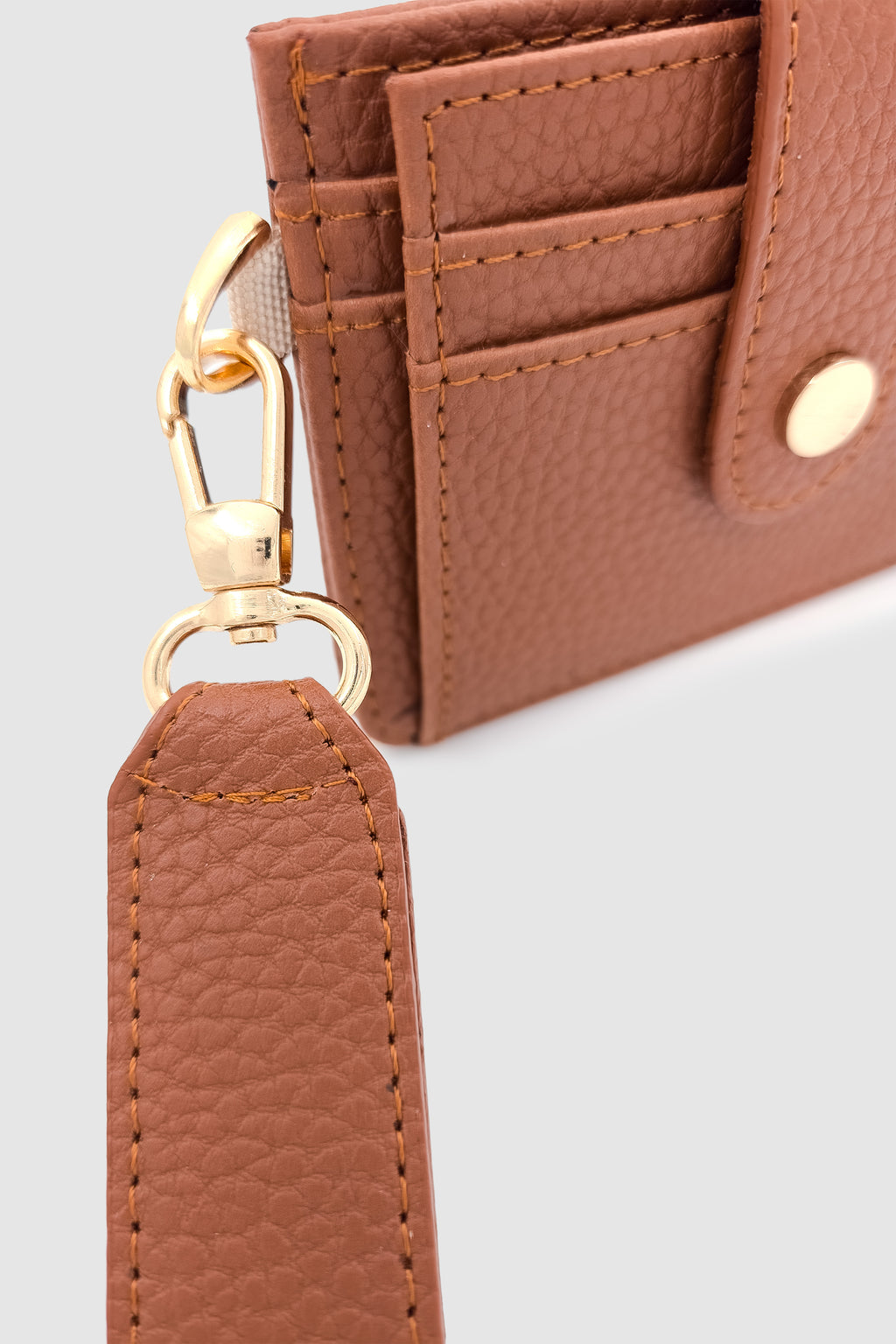 Fione Çıtçıt Kapamalı 6 Bölmeli Çıkarılabilir Anahtarlıklı Mini Kadın Cüzdan Taba
