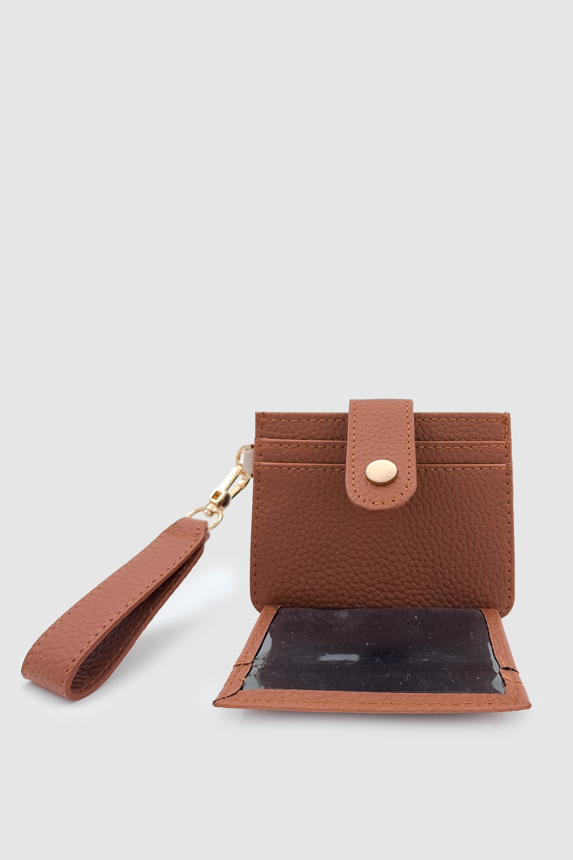 Fione Çıtçıt Kapamalı 6 Bölmeli Çıkarılabilir Anahtarlıklı Mini Kadın Cüzdan Taba
