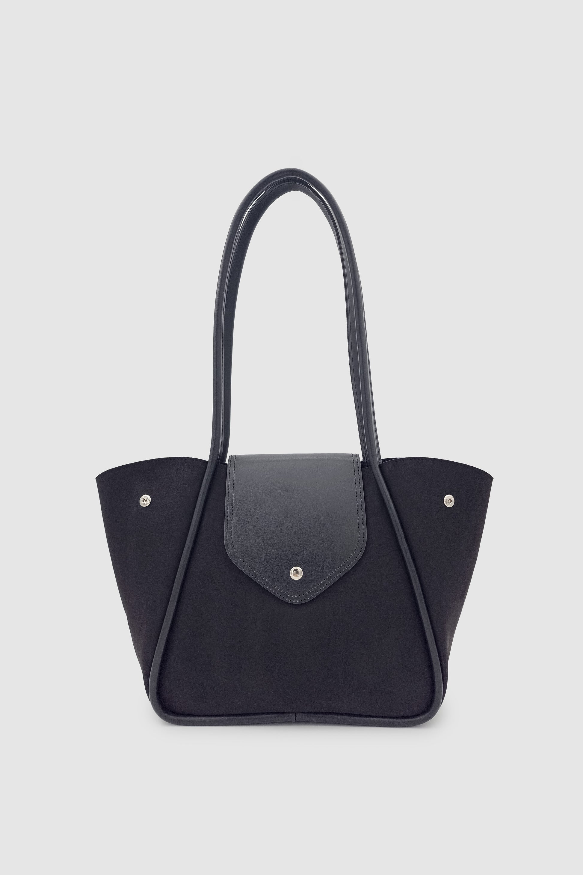 Lacel Fermuarlı Kanatlı Tote Süet Omuz, Kol ve El Çantası Siyah