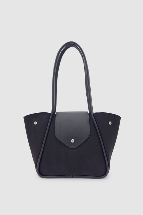 Lacel Fermuarlı Kanatlı Tote Süet Omuz, Kol ve El Çantası Siyah