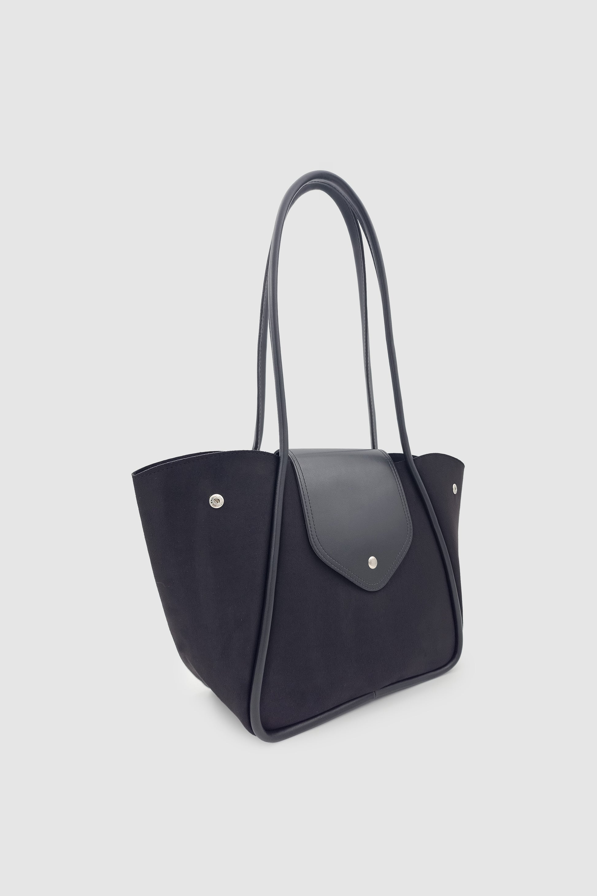 Lacel Fermuarlı Kanatlı Tote Süet Omuz, Kol ve El Çantası Siyah