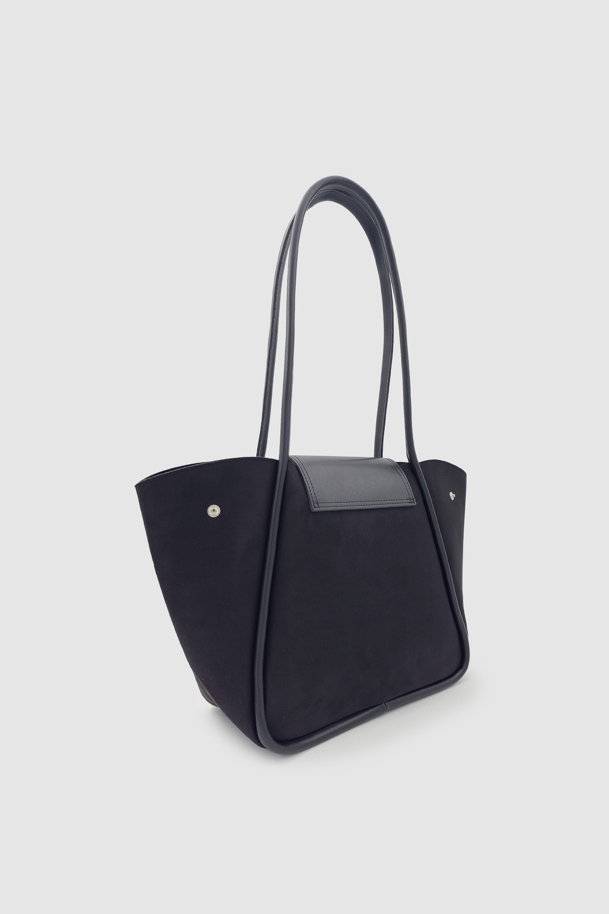 Lacel Fermuarlı Kanatlı Tote Süet Omuz, Kol ve El Çantası Siyah