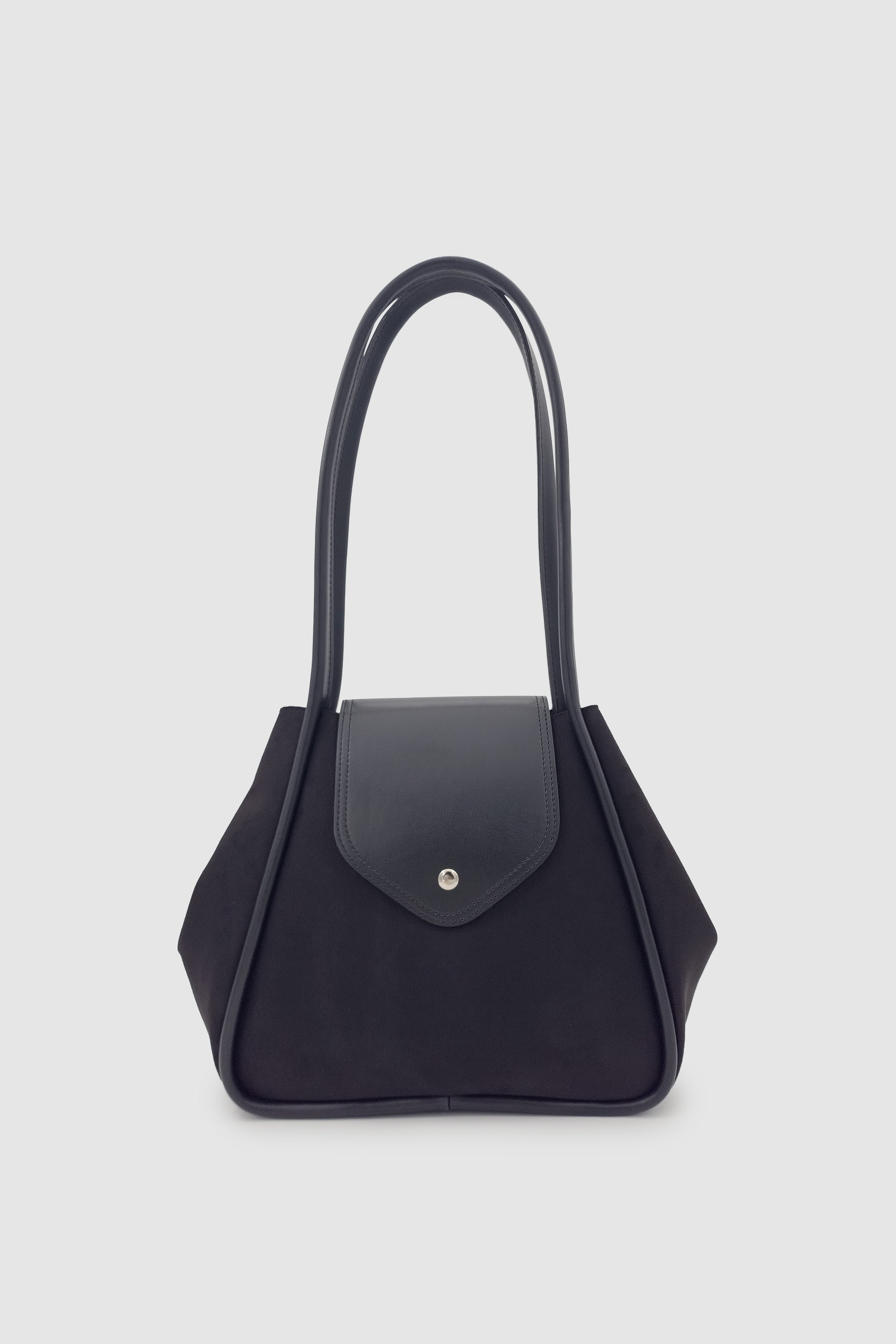 Lacel Fermuarlı Kanatlı Tote Süet Omuz, Kol ve El Çantası Siyah