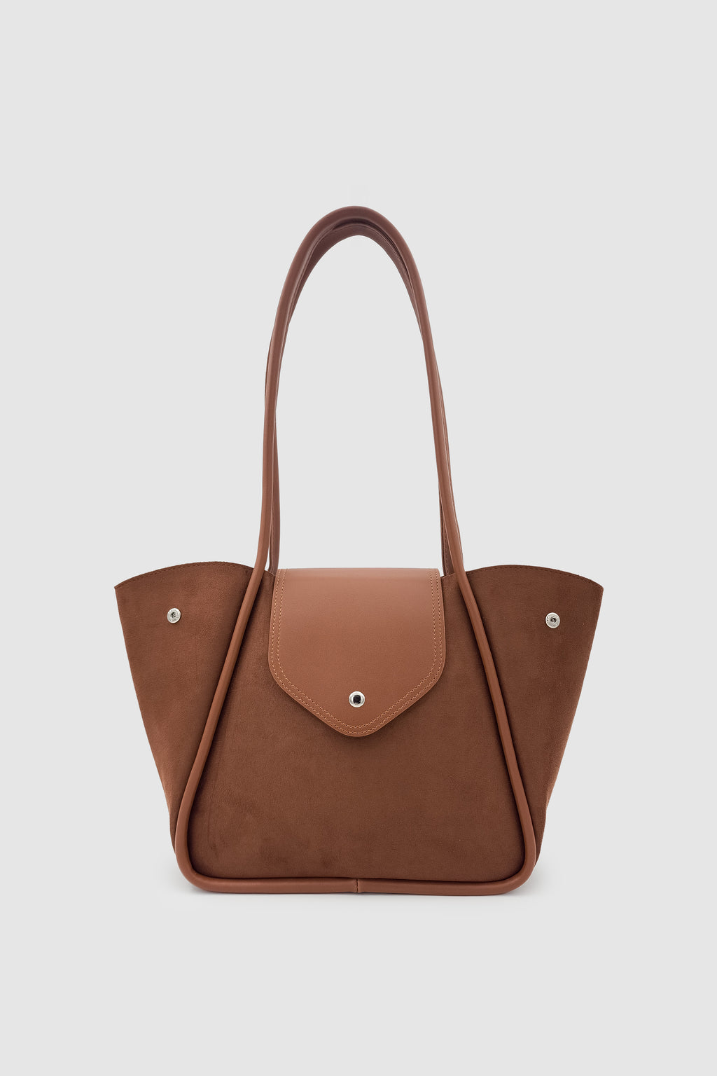 Lacel Fermuarlı Kanatlı Tote Süet Omuz, Kol ve El Çantası Taba