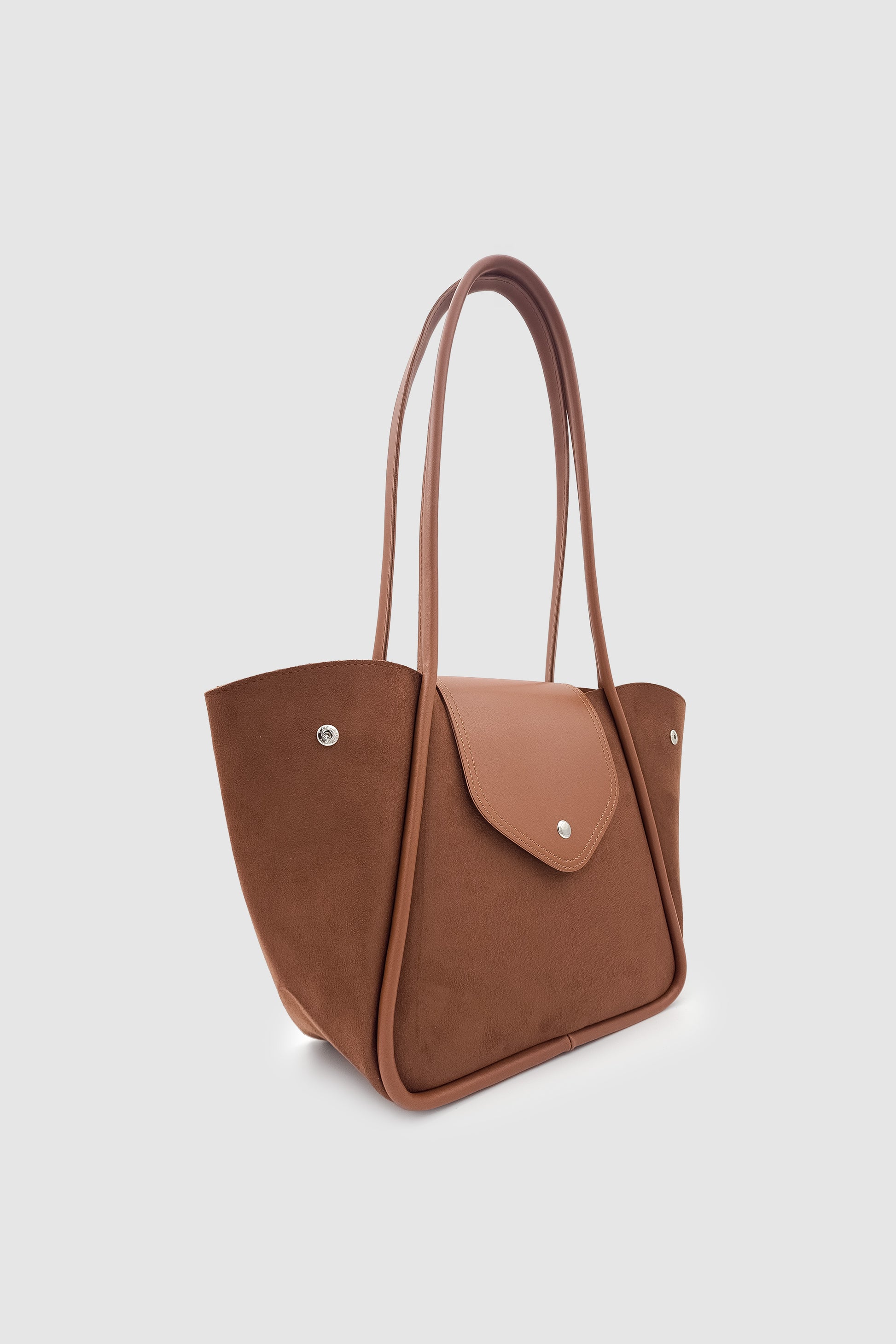 Lacel Fermuarlı Kanatlı Tote Süet Omuz, Kol ve El Çantası Taba