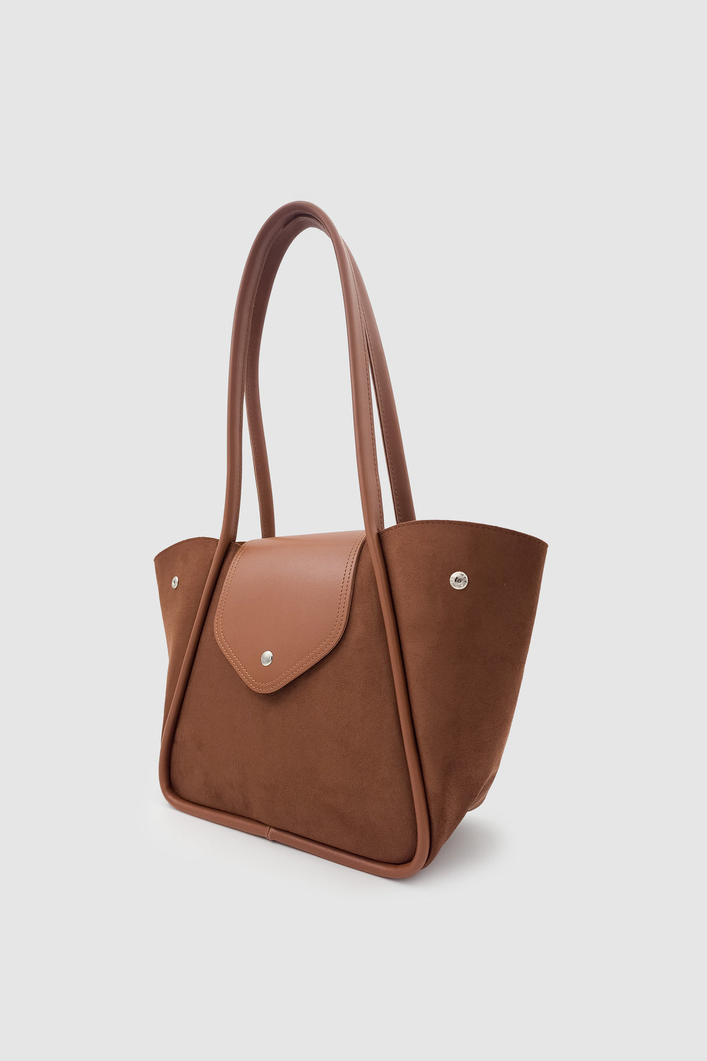 Lacel Fermuarlı Kanatlı Tote Süet Omuz, Kol ve El Çantası Taba