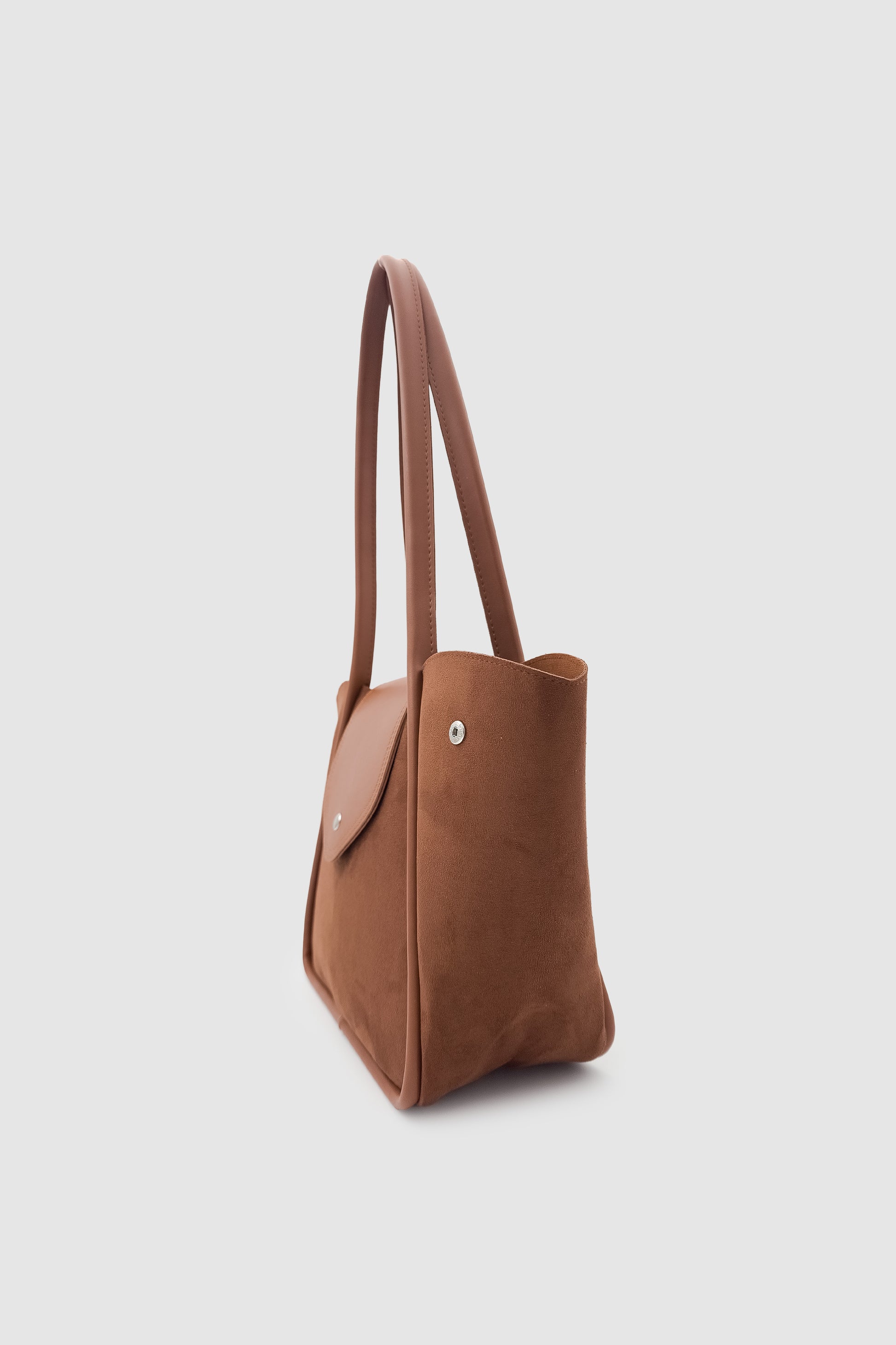 Lacel Fermuarlı Kanatlı Tote Süet Omuz, Kol ve El Çantası Taba