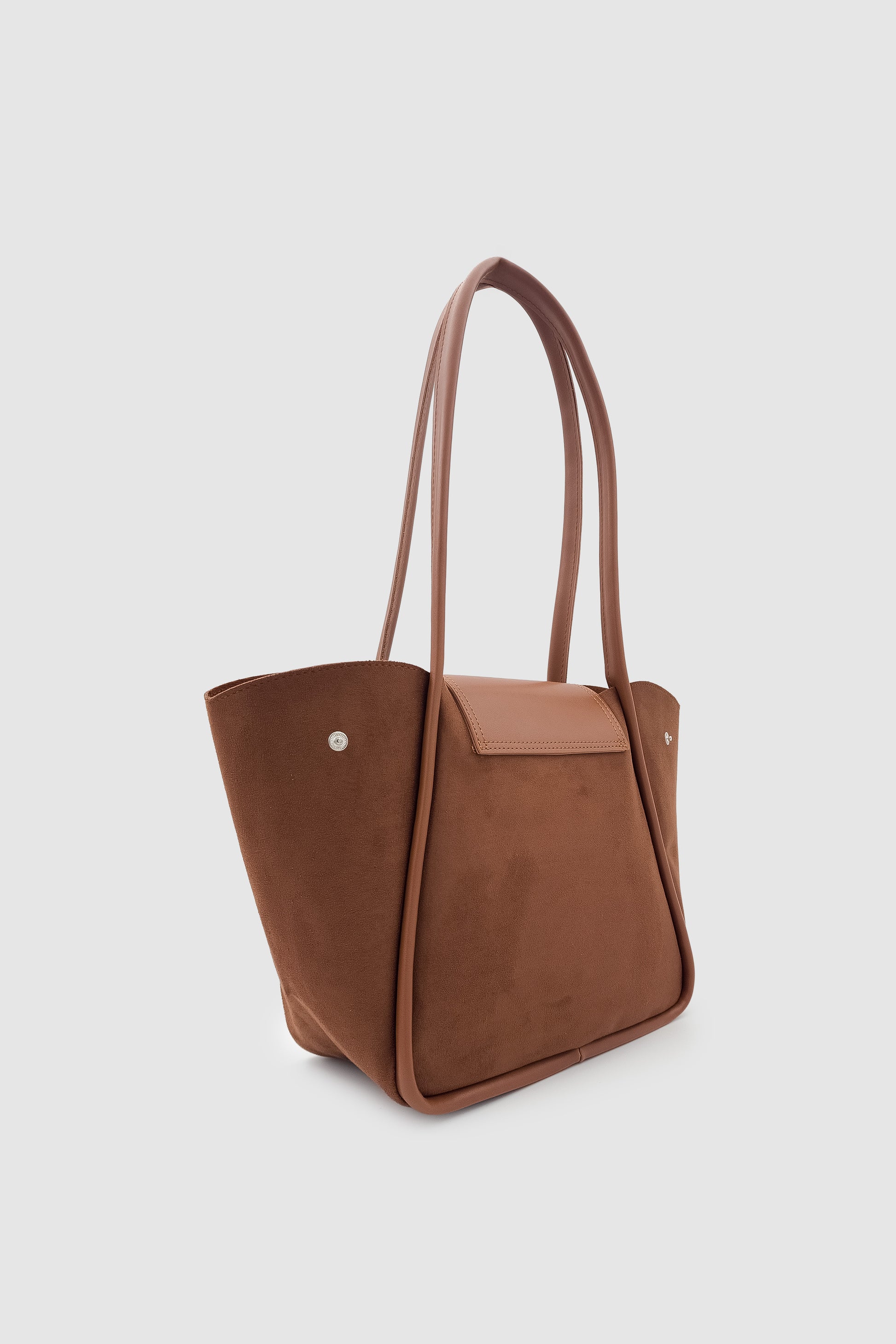 Lacel Fermuarlı Kanatlı Tote Süet Omuz, Kol ve El Çantası Taba