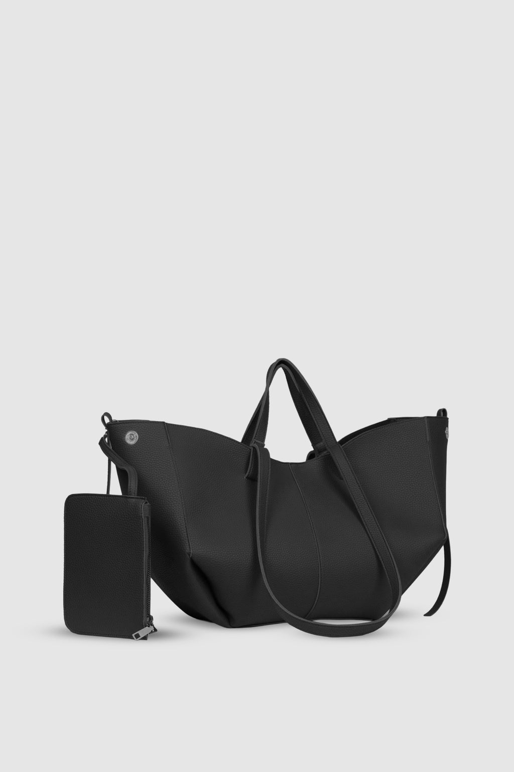 Arisa Ayarlanabilir Formlu Çift Saplı Cüzdanlı Büyük Tote Omuz, Kol ve El Çantası Siyah