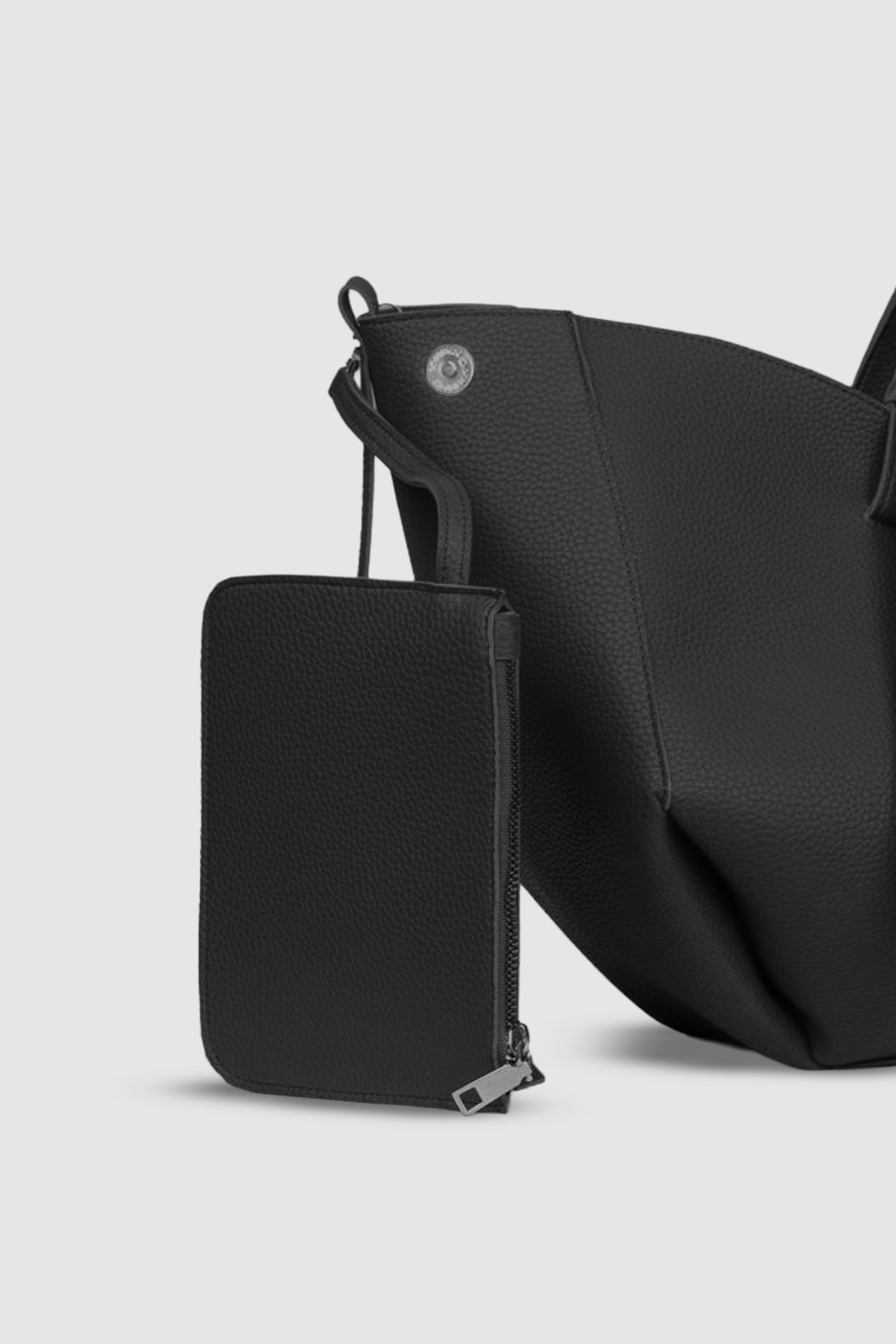 Arisa Ayarlanabilir Formlu Çift Saplı Cüzdanlı Büyük Tote Omuz, Kol ve El Çantası Siyah