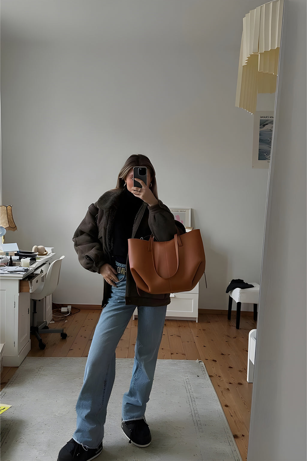 Arisa Ayarlanabilir Formlu Çift Saplı Cüzdanlı Büyük Tote Omuz, Kol ve El Çantası Siyah