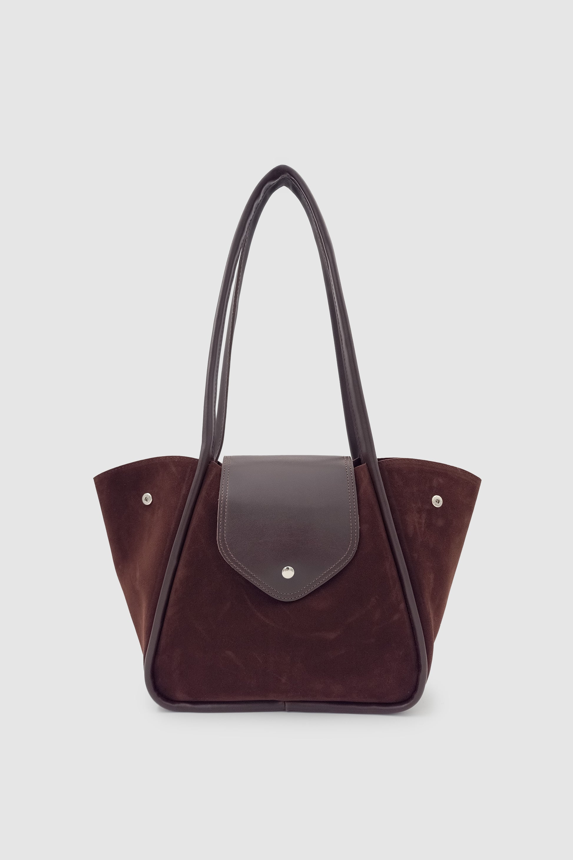 Lacel Fermuarlı Kanatlı Tote Süet Omuz, Kol ve El Çantası Acı Kahve