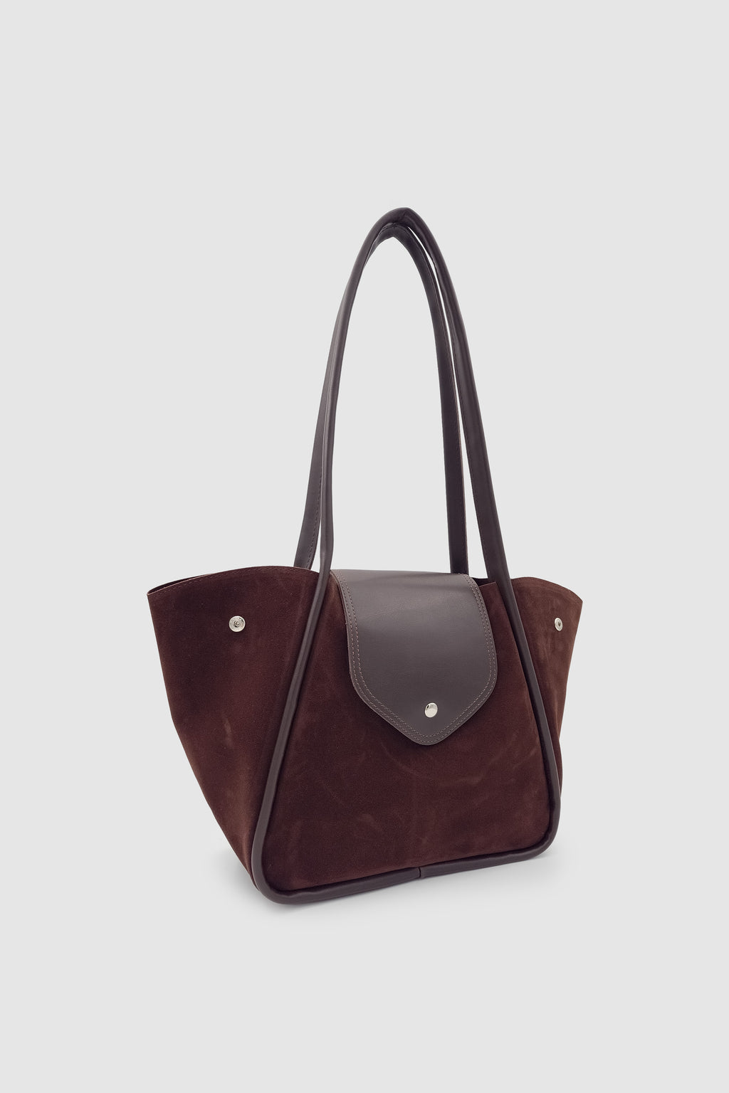 Lacel Fermuarlı Kanatlı Tote Süet Omuz, Kol ve El Çantası Acı Kahve