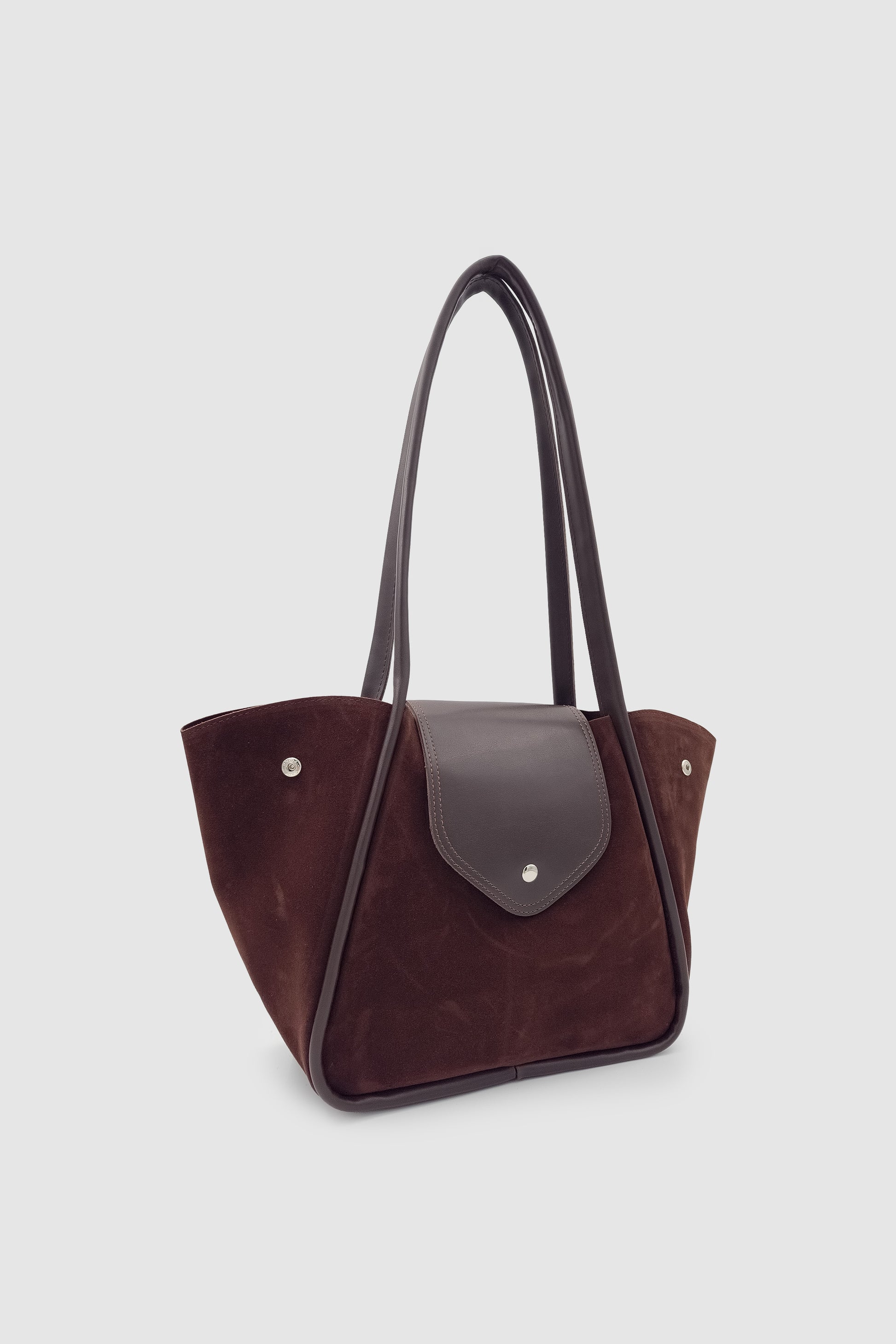 Lacel Fermuarlı Kanatlı Tote Süet Omuz, Kol ve El Çantası Acı Kahve