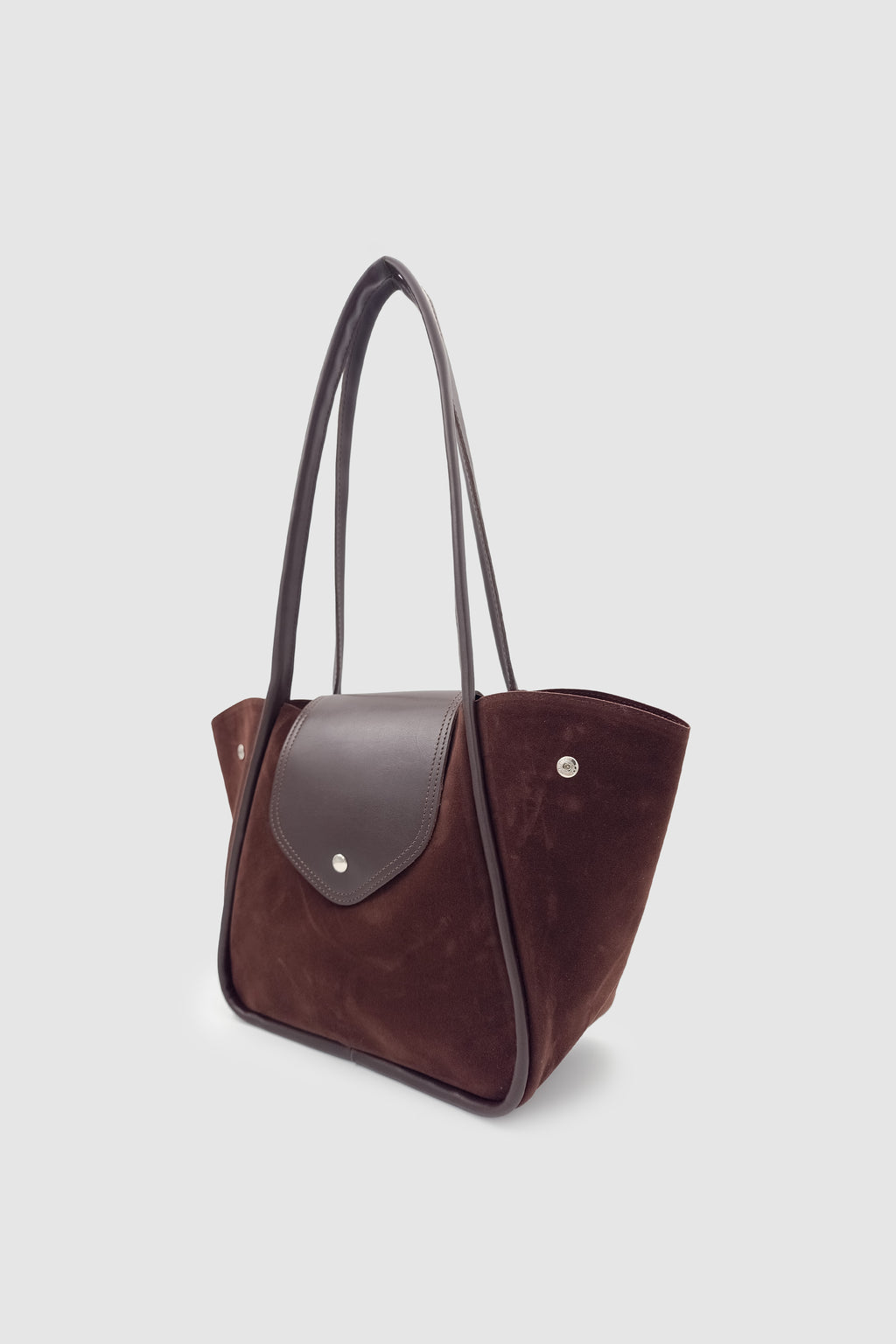 Lacel Fermuarlı Kanatlı Tote Süet Omuz, Kol ve El Çantası Acı Kahve