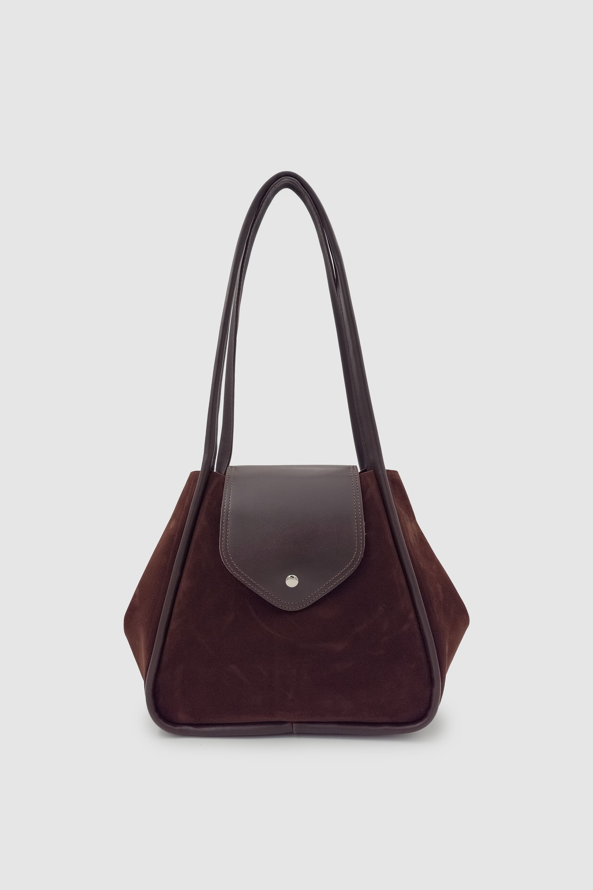 Lacel Fermuarlı Kanatlı Tote Süet Omuz, Kol ve El Çantası Acı Kahve