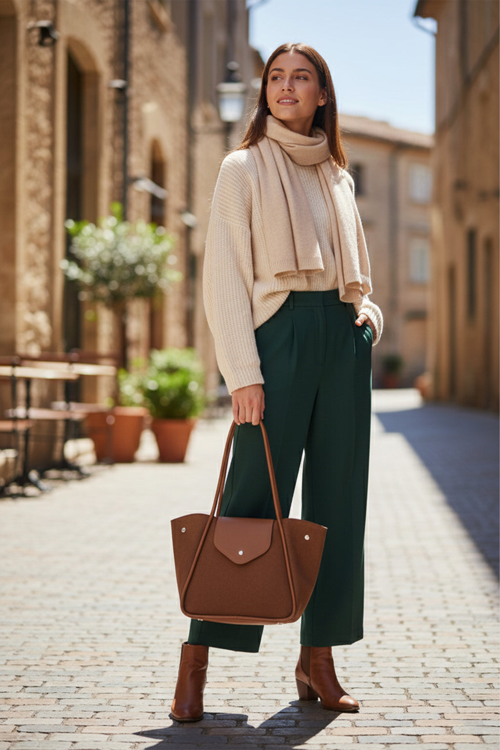 Lacel Fermuarlı Kanatlı Tote Süet Omuz, Kol ve El Çantası Acı Kahve