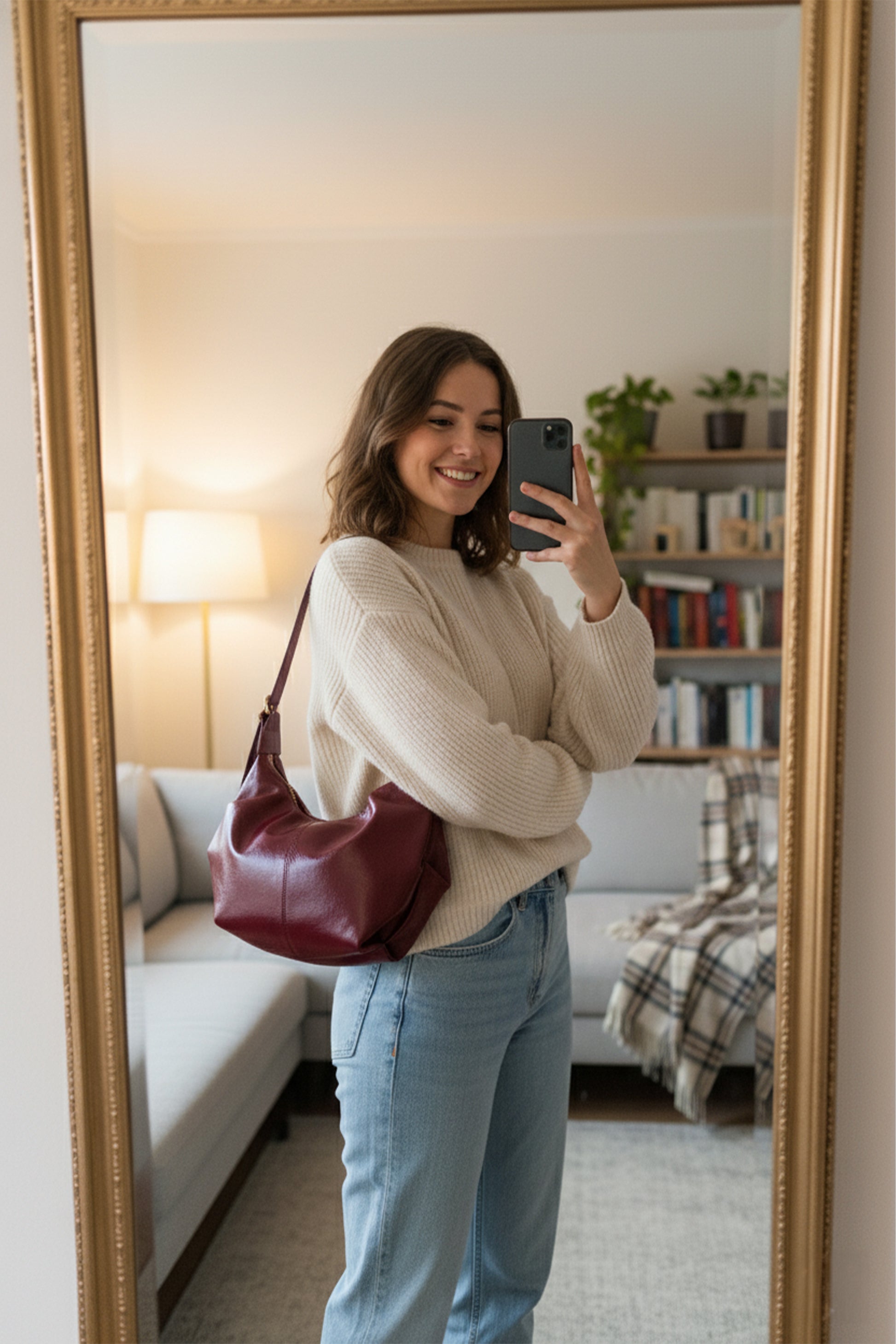 Lilsa Ayarlanabilir Askılı Yumuşak Form Baget Omuz Çantası Bordo