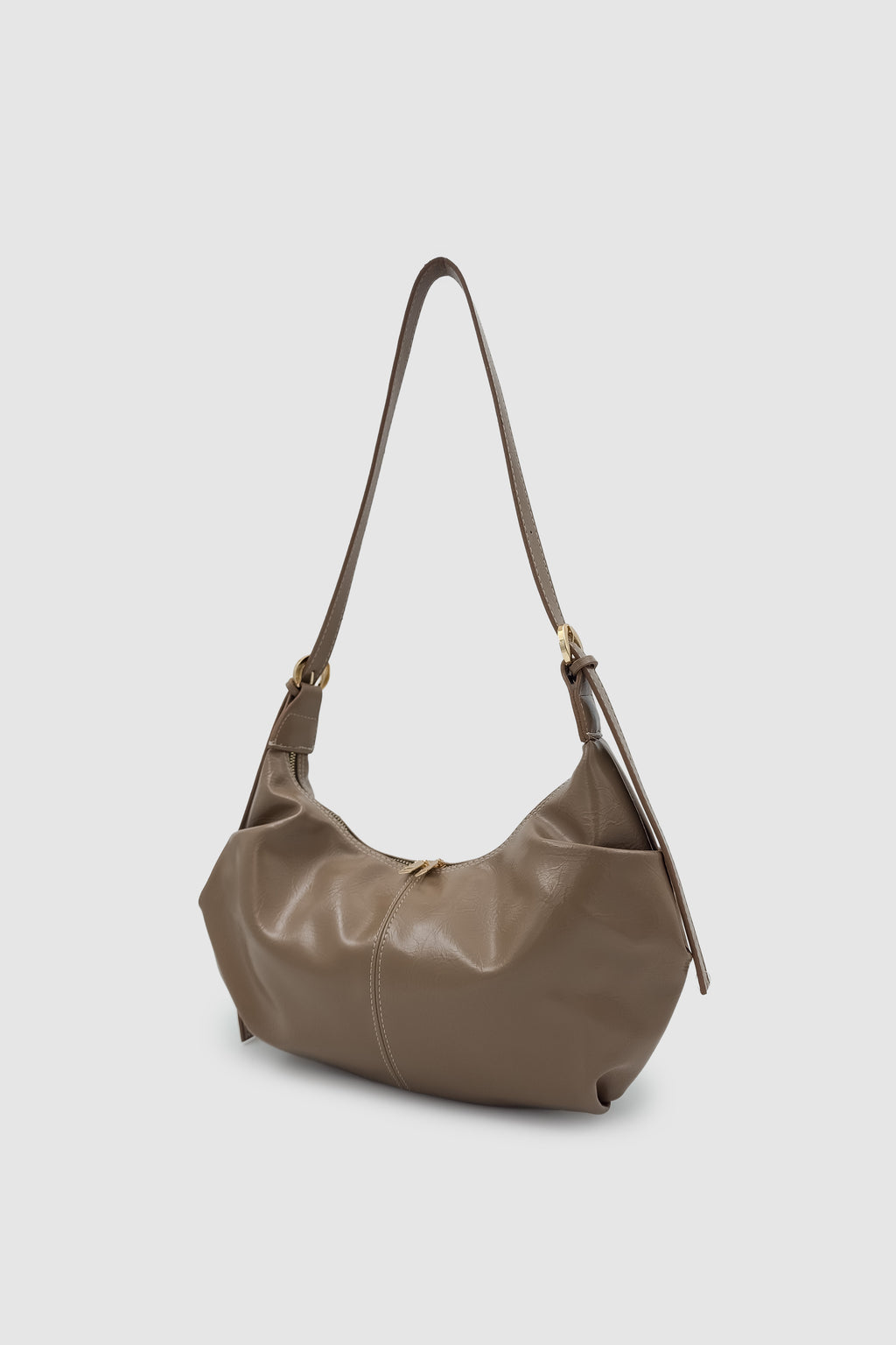 Lilsa Ayarlanabilir Askılı Yumuşak Form Baget Omuz Çantası Vizon