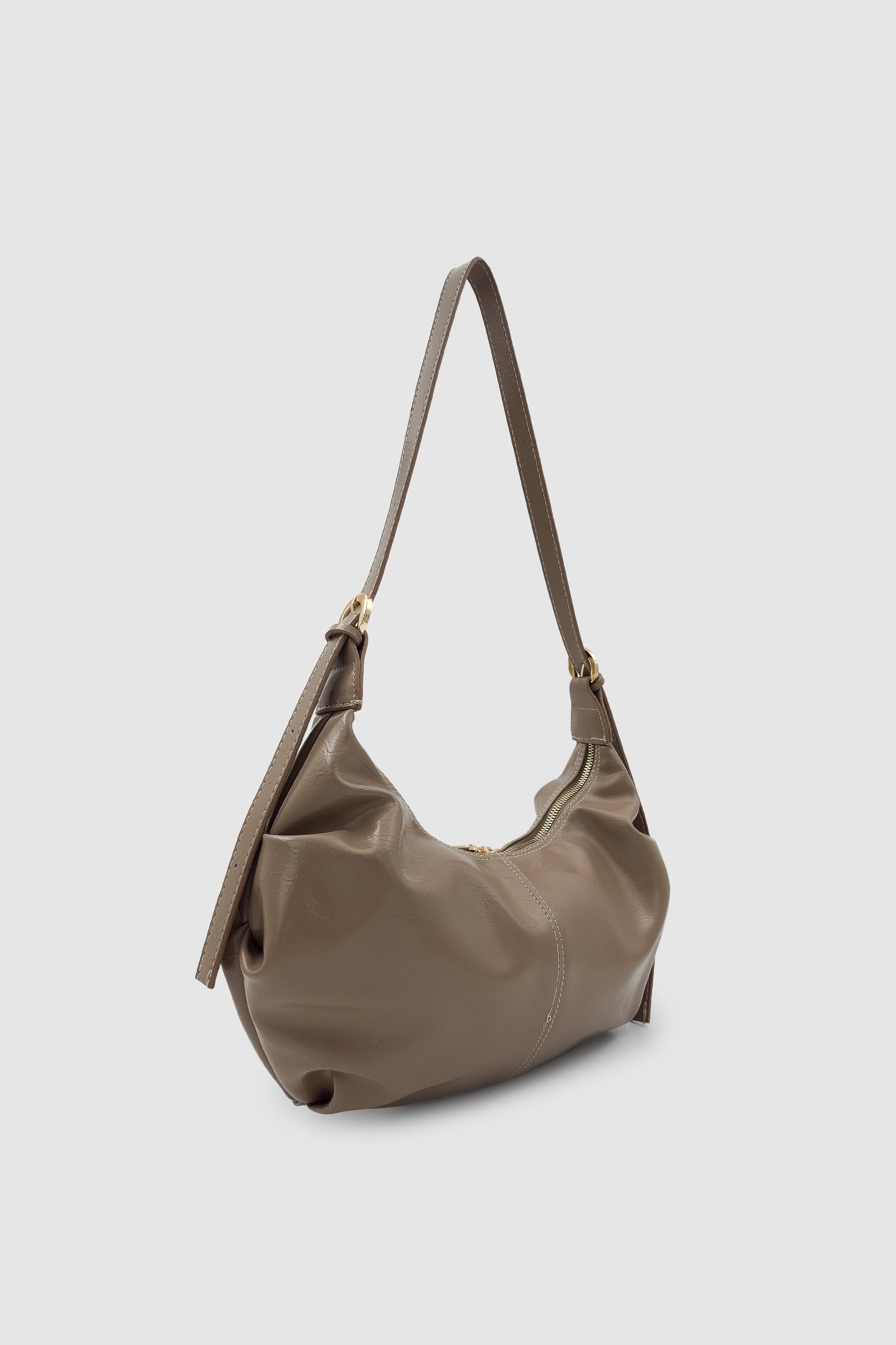 Lilsa Ayarlanabilir Askılı Yumuşak Form Baget Omuz Çantası Vizon