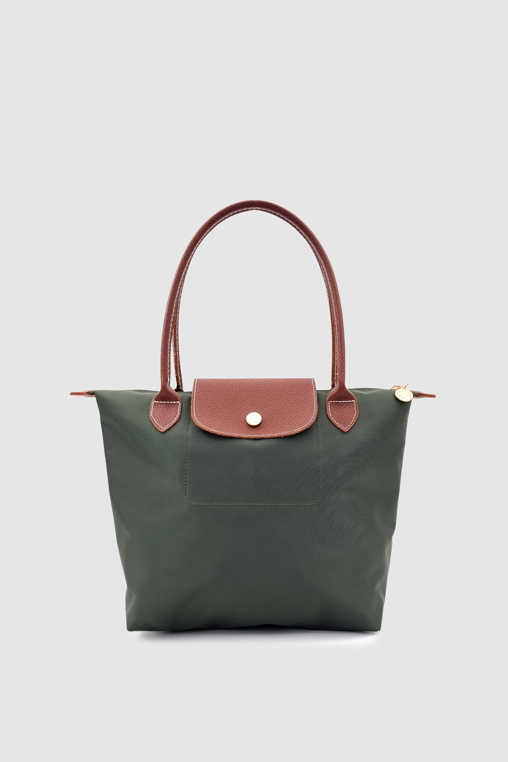 Liros Çıtçıt Kapak ve Fermuar Kapamalı Katlanabilir Büyük Boy Tote Omuz Çantası Haki-Taba