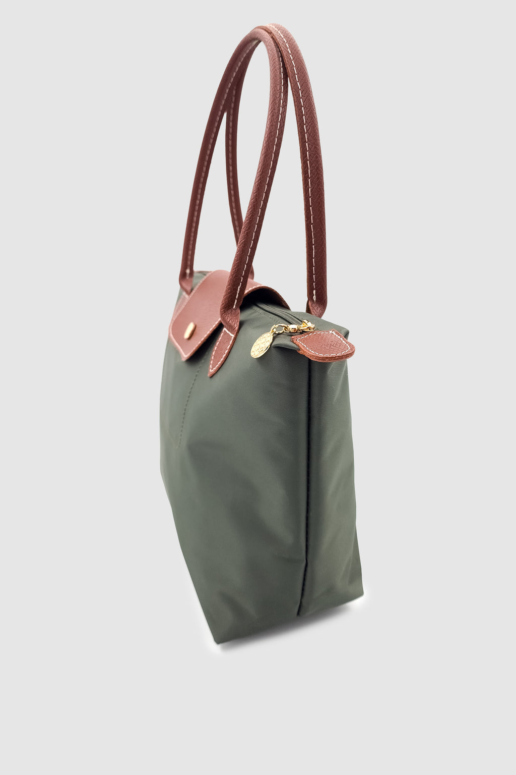 Liros Çıtçıt Kapak ve Fermuar Kapamalı Katlanabilir Büyük Boy Tote Omuz Çantası Haki-Taba